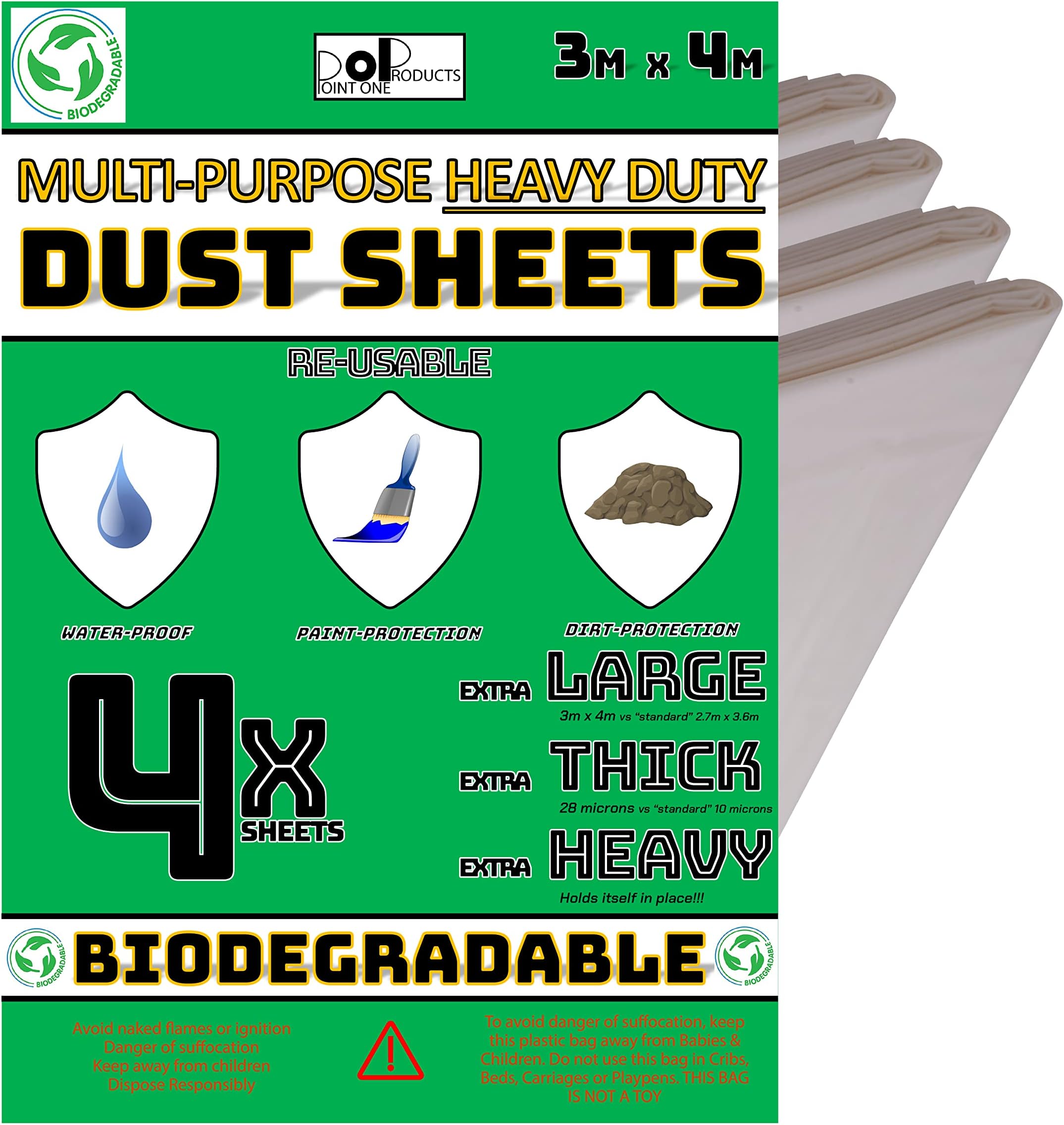 3 X Professional Quality 100 Cotton Twill Heavy Duty DUST Sheets for