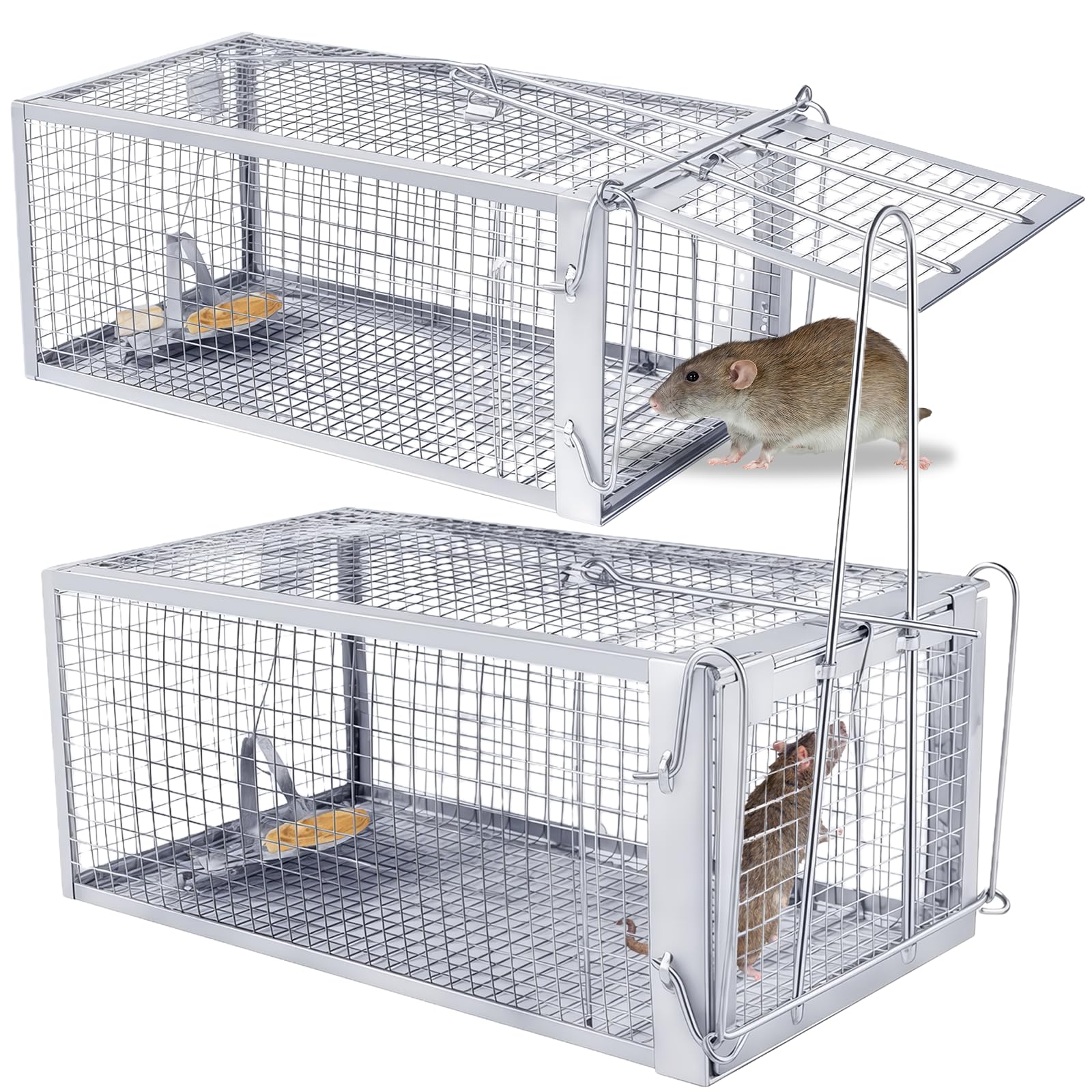 Kwaiyole Large Human Rat Traps,2 Pack Rat and Squirrel Effective Live Cage Traps for Outdoor,Live-Catch Mouse Rat Trap,Pets and Children Friendly, Sturdy Highly Sensitive Catcher (2 pack) โ image 1