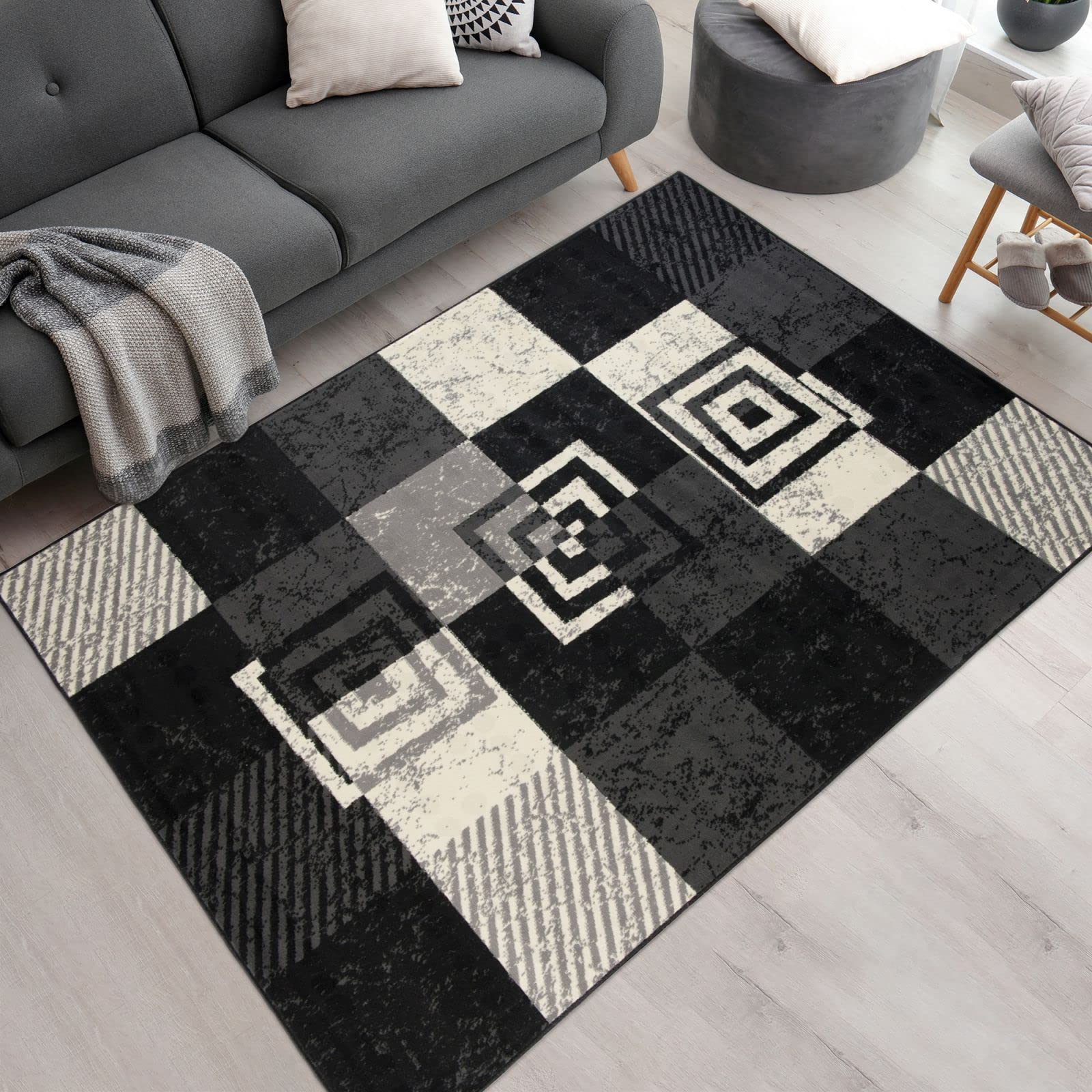 Mazovia Alfombra Moderno - Diseño Moderno de Salón Grande - Pelo Corto - Alfombras de Habitación de Matrimonio, Dormitorio y Comedor - Gris - 200x300 cm