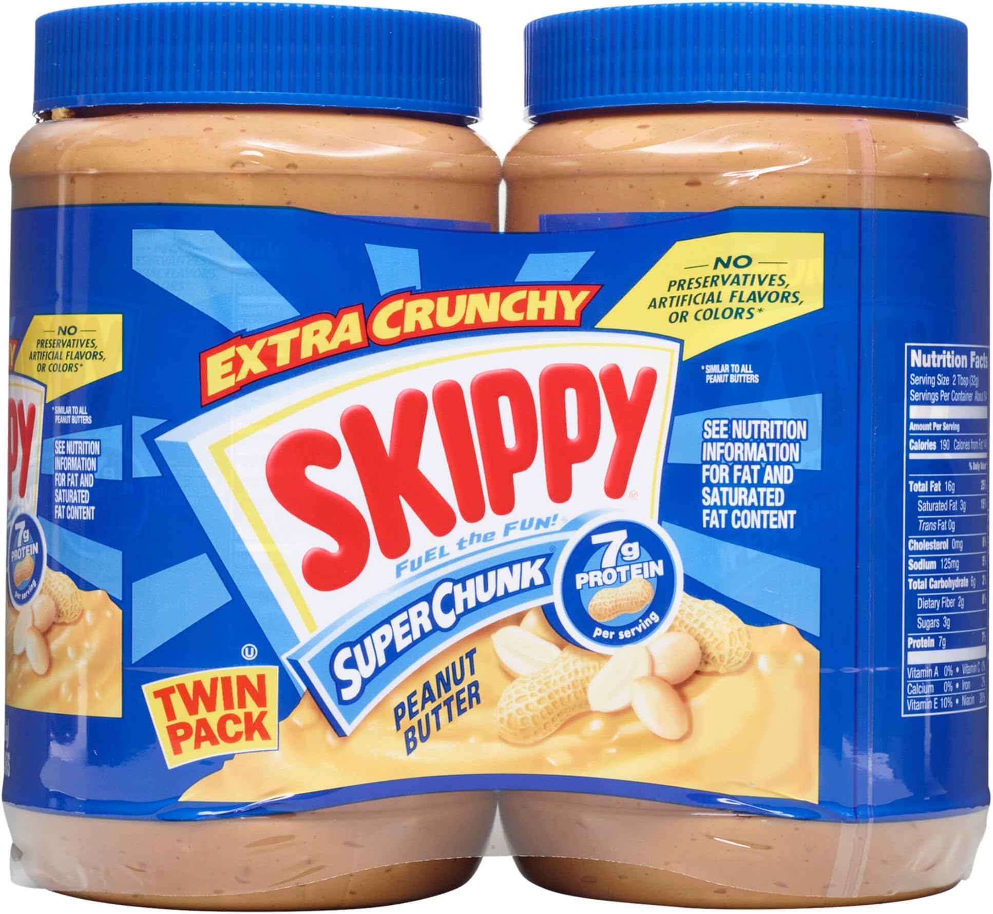 Peanut Butter, Super Chunky, 40 Ounce Twin Pack