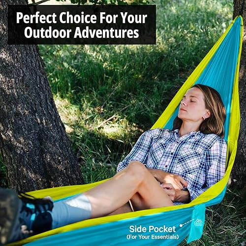 Miniatura 39 de Vigel Hamaca de camping – Hamaca duradera, hamaca de nailon – Hamacas dobles o individuales – Hamacas portátiles de árbol para exteriores – Fácil