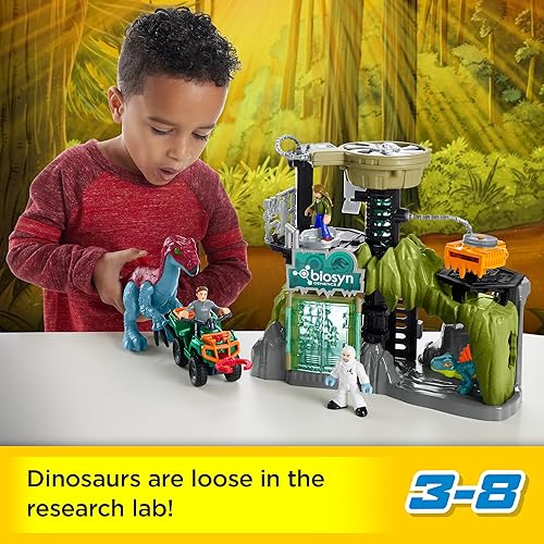 Miniatura 2 de Fisher-Price Imaginext - Juego de laboratorio de dinosaurios de juguete Jurassic World, figuras de Owen Grady Maisie y Dr. Grant para niños