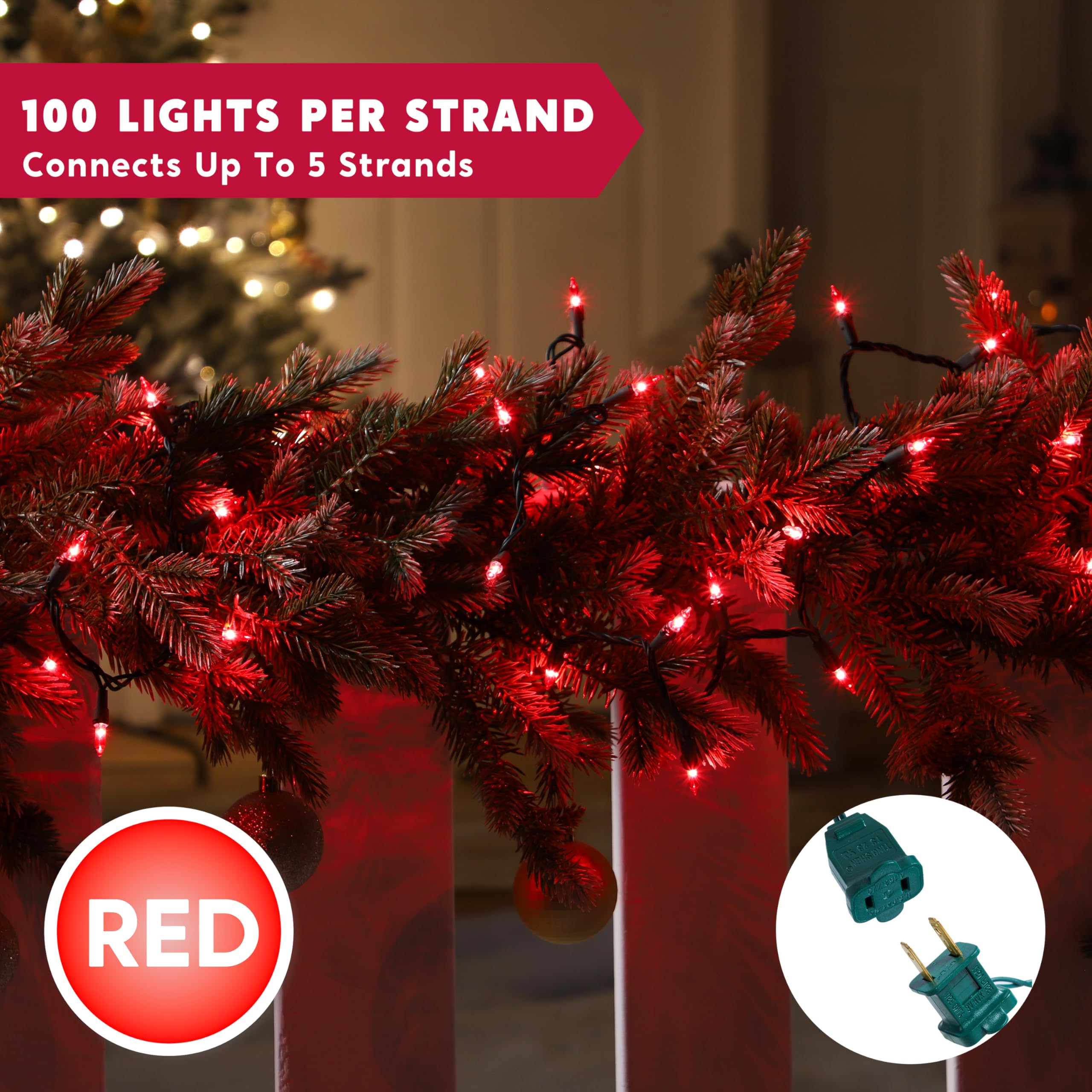 Amazon.com: Joiedomi Red Christmas Lights Outdoor,42.8FT Christmas