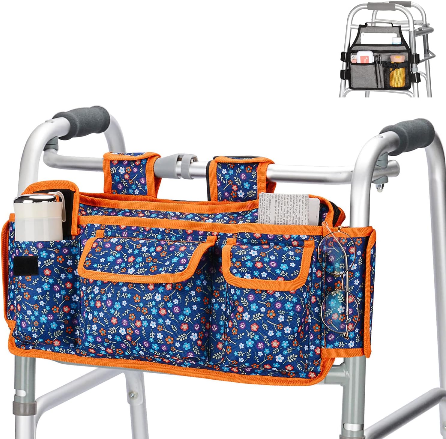 supregear Walker Bag and Side Walker Bag Bundle, Zippered Walker Basket Organizer Pouch Tote and Multifunction Walker Side Accessory for Walker Rollator Scooters Wheelchair : Health & Household