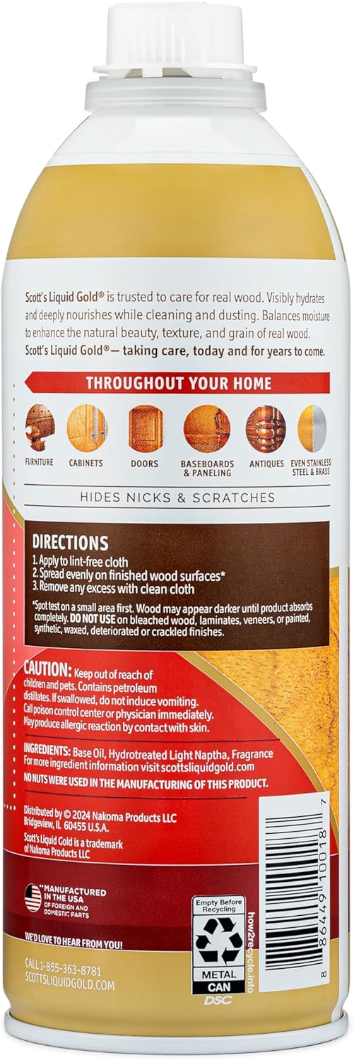 Scott's Liquid Gold Pourable Wood Cleaner and Polish (Non-Aerosol), 14 oz, Six Pack