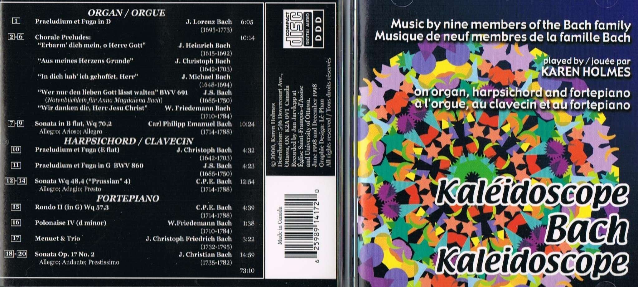 Kaléidoscope Bach Kaleidoscope [Audio CD] Holmes, Karen