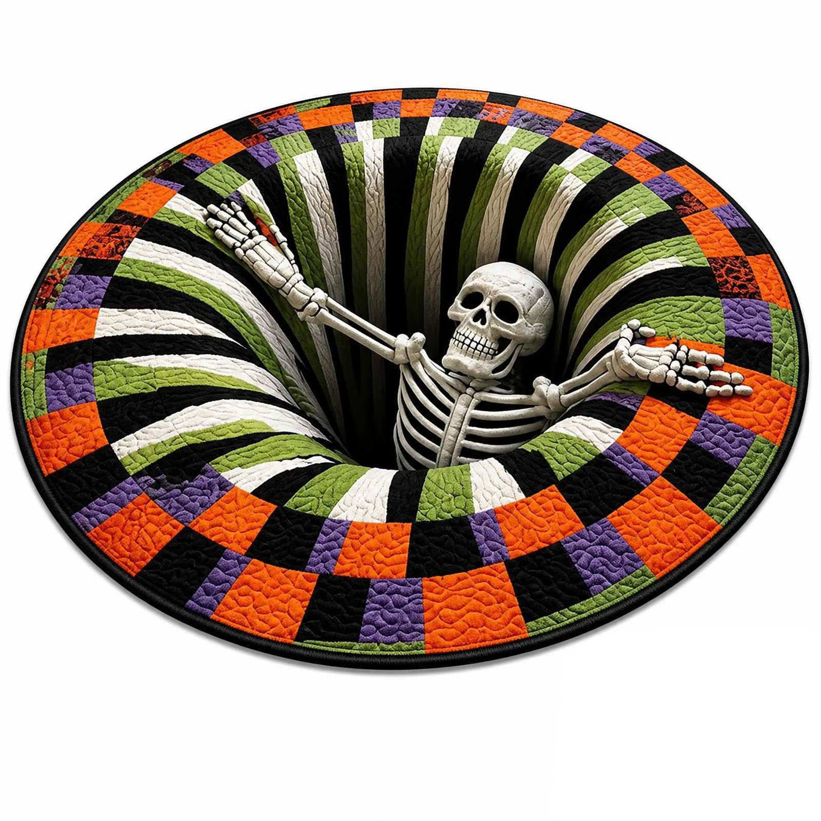 gufeoio 1 Pcs Halloween Decorations Round 3D Illusion Vortex Floor Rug