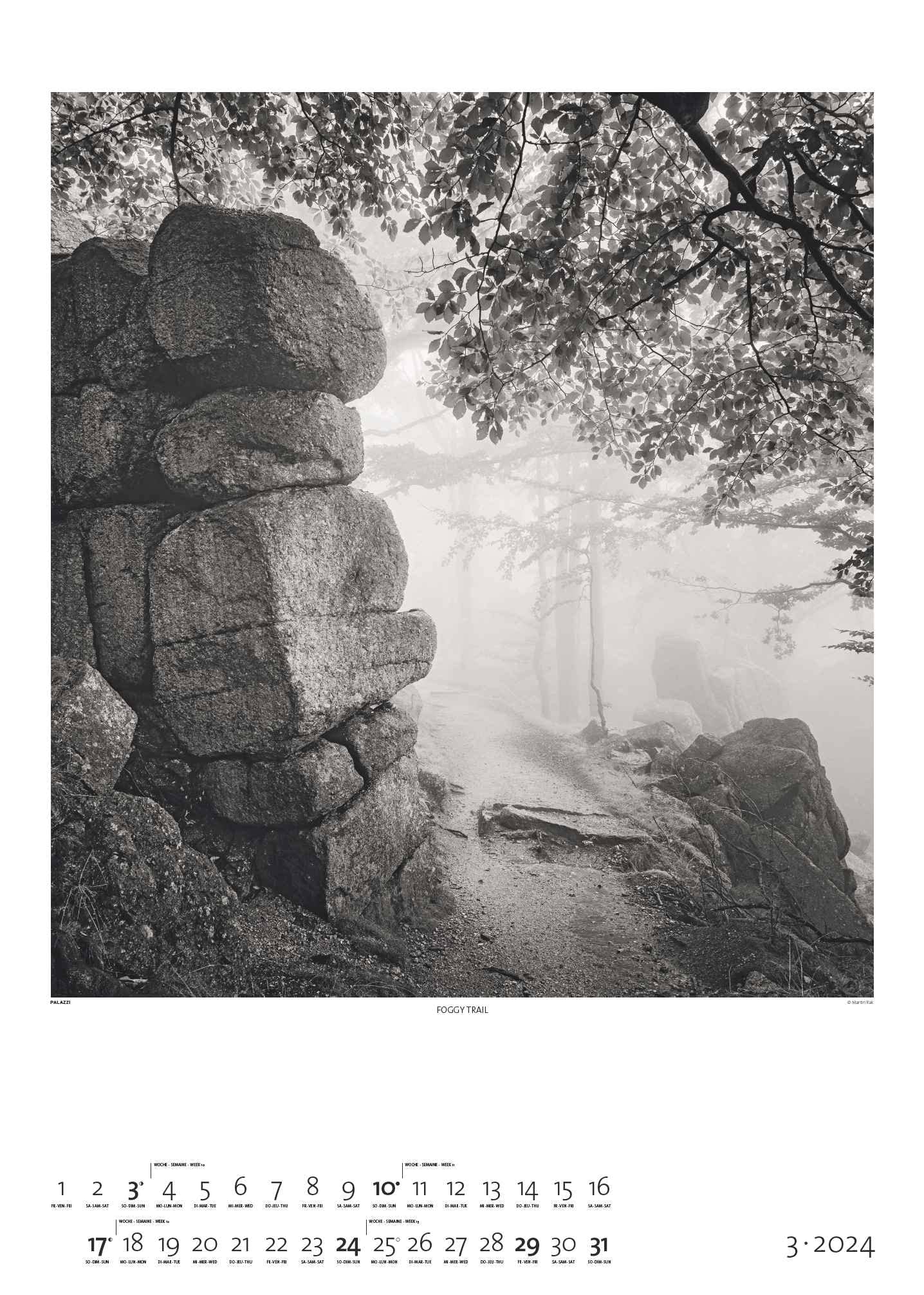 Black & White 2024 - Bildkalender 50x70 cm - Wandkalender XL - schwarz-weiß - Kunst - Hochformat - Palazzi: Fine Art Photography