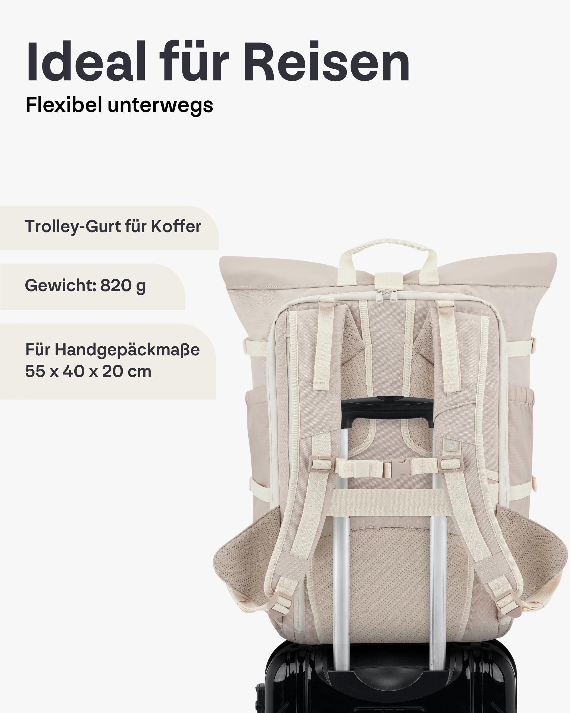 Johnny Urban Reiserucksack Damen & Herren - Allen Travel L - 37L Rolltop Rucksack Groß Handgepäck - Idealer Backpack für Reisen Ausflüge Trips - Wasserabweisend