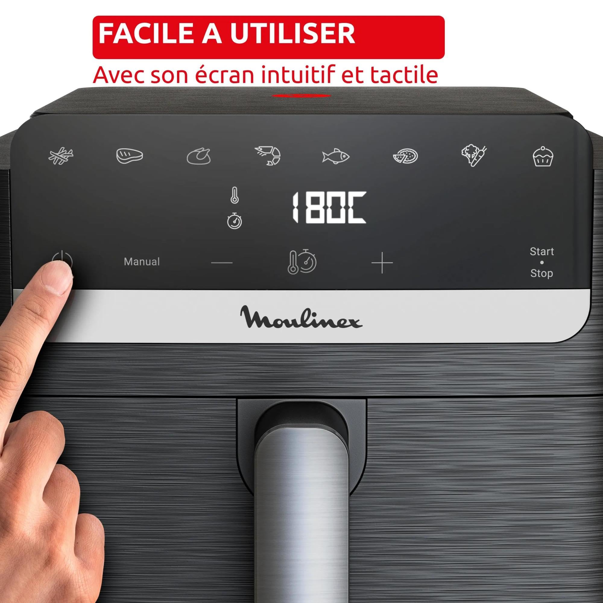 Moulinex Easy Fry Compact, Air fryer, Design compact, capacité XL 7,5 L, Écran tactile intuitif, EZ8618F0
