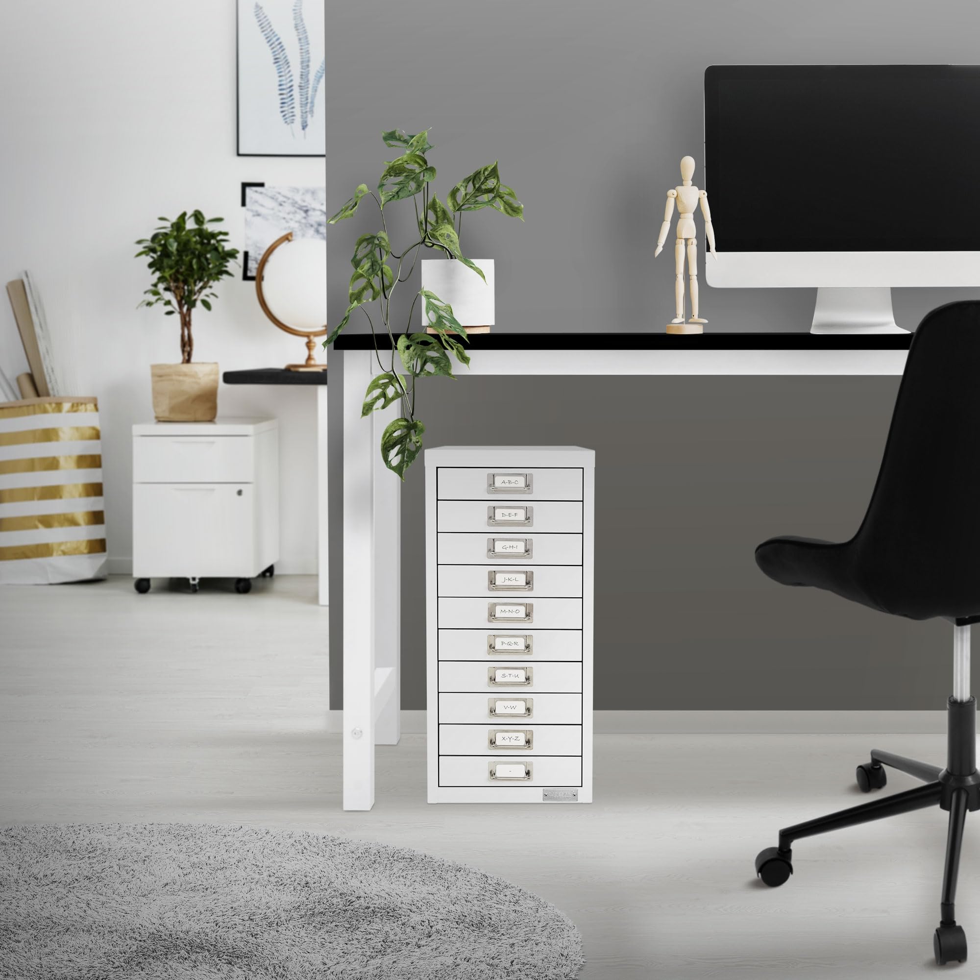 ML-Design Armadio per Archiviazione con 10 Cassetti 28x38x60 cm Bianco Cassettiera in Metallo per DIN A4 Schedario per Ufficio con Portaetichette Armadietto in Acciaio Portautensili Portaoggetti