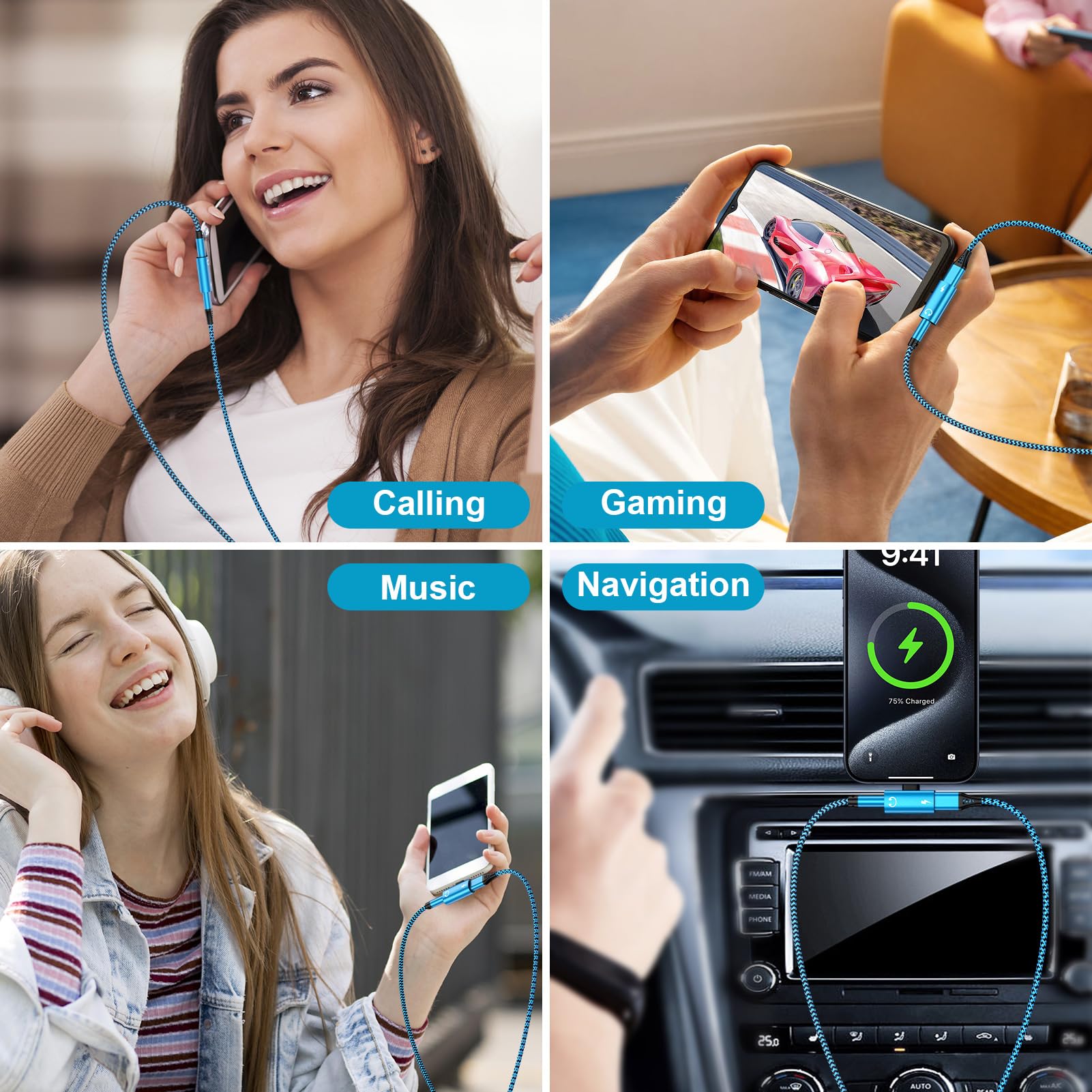 Adattatore da USB C a 3,5 mm per cuffie e caricabatterie, adattatore 2 in 1 da USB C a jack audio Aux con PD 60 W per ricarica rapida Dongle per Samsung Galaxy S25 Ultra/S24 FE/A17/A16/A56/Z Flip7