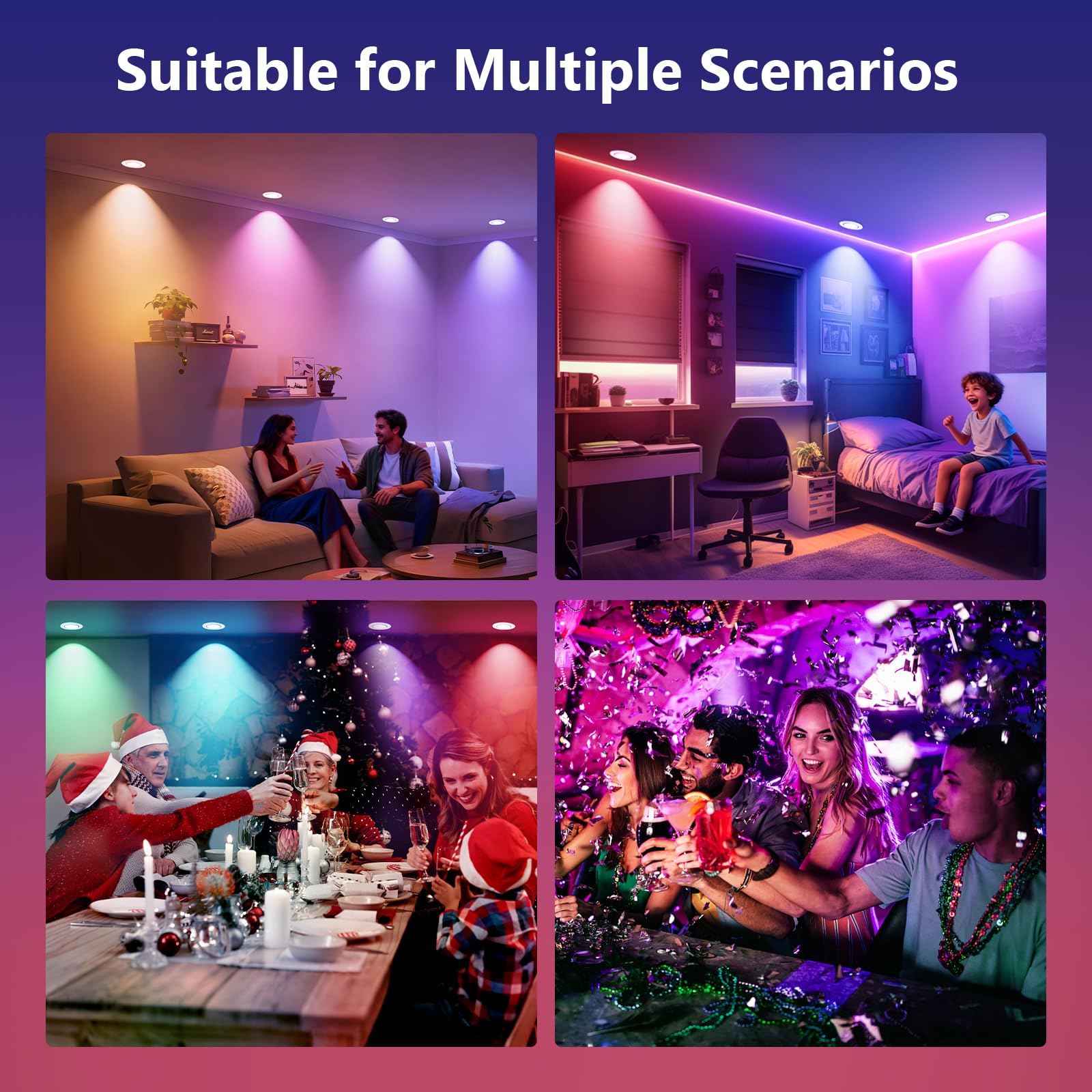 GeyouLux Faretti da Incasso LED Dimmerabili RGB, Faretti a 230V 68mm in Alluminio, IP44 5W 3CCT Plafoniere Orientabili a 38°+ 45°, Faretti da Incasso Bianchi con Telecomando IR per Bagno, 6 Pezzi