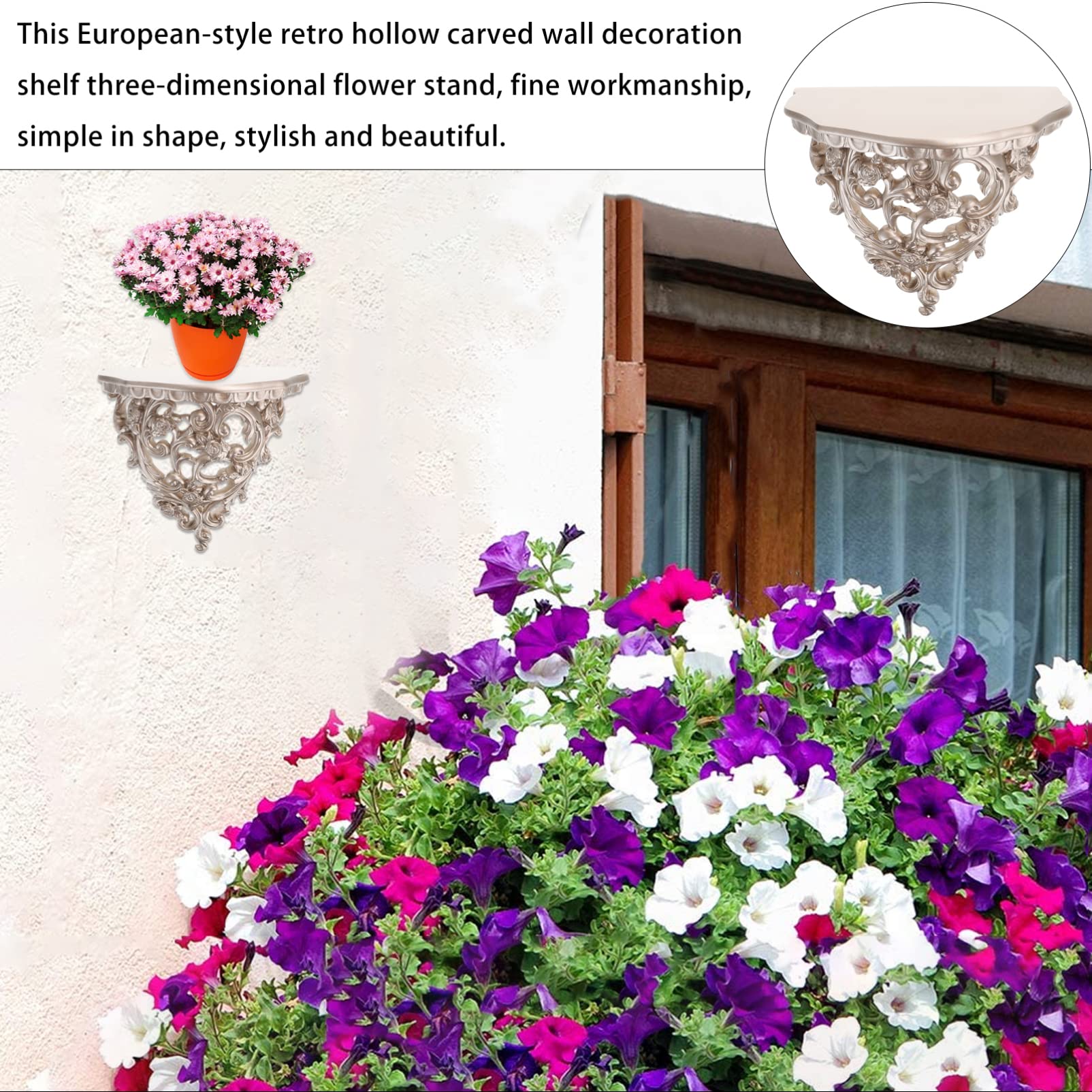 Aazon.co: DOITOOL 2Pcs Vintage Wall Shelf Floating Shelves, Gold Wall Hanging Rack European