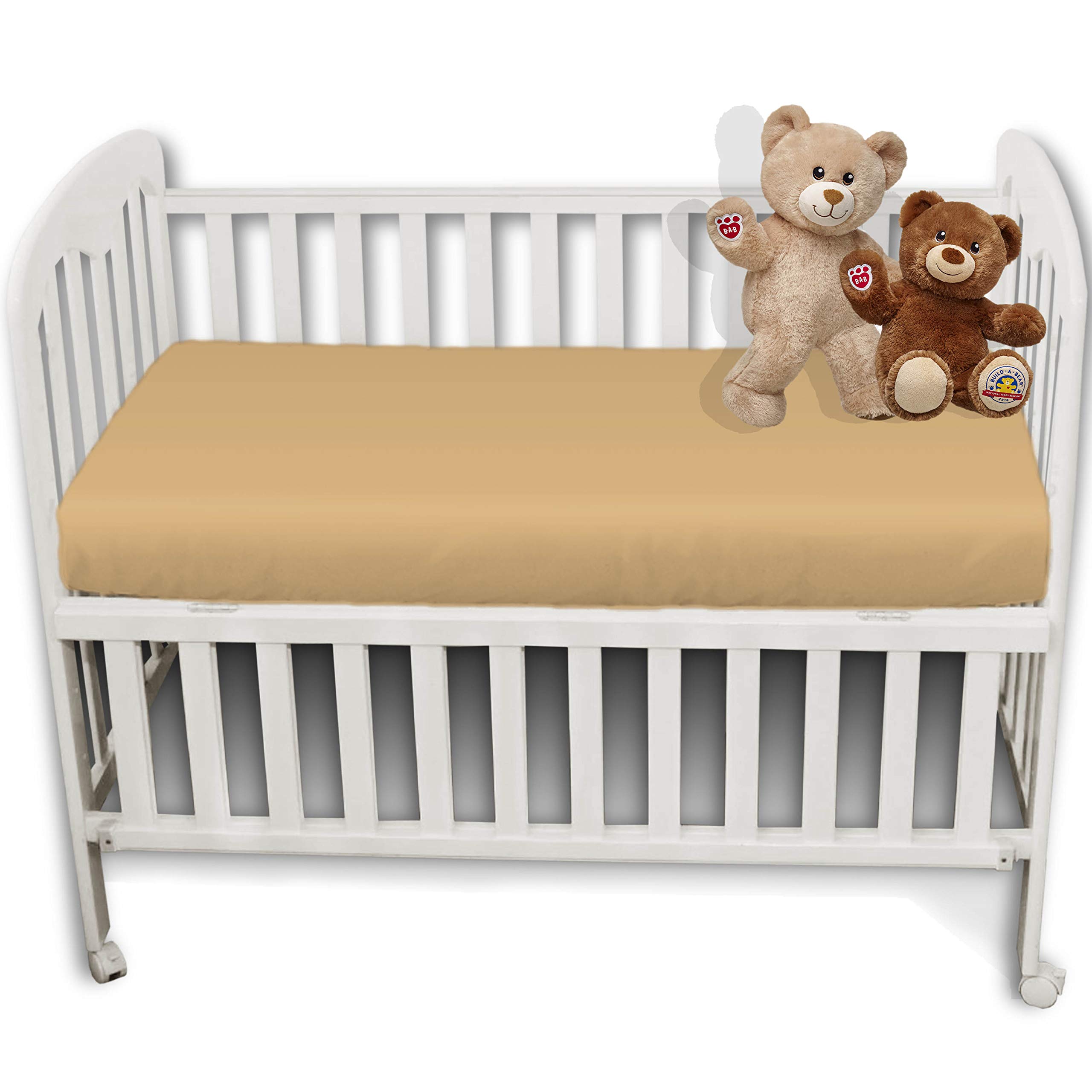 Nursery Baby Cot Fitted Sheet 60 x 120 cm – Ultra Soft & Breathable Crib Mattress Cover – Elasticated Snug Fit for Toddler & Junior Beds – Durable, Machine Washable (Mink)