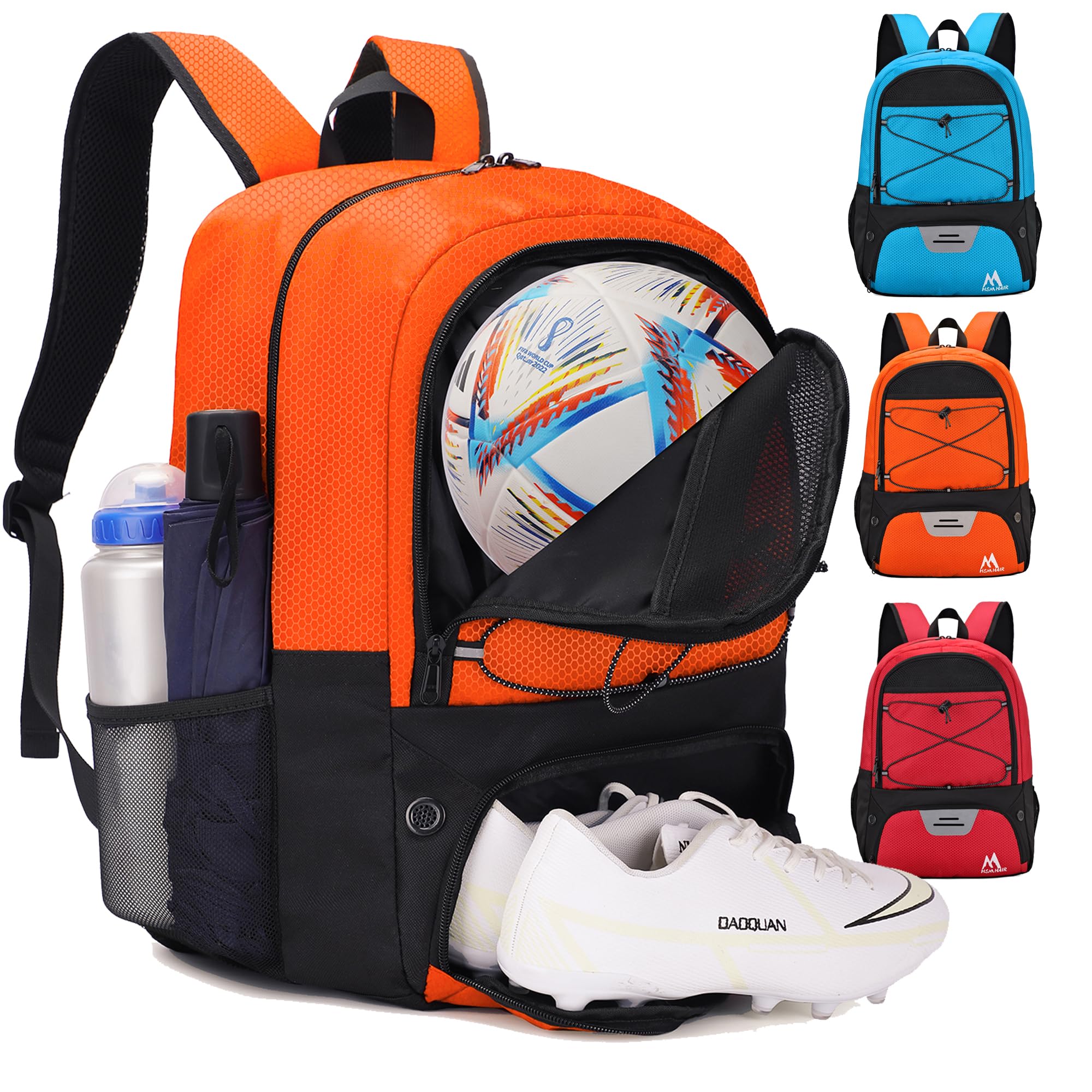 Hsmihair Soccer Bag-Soccer Backpack&Backpack for & Football Volleyball & Basketball,with Ball Compartment and Separate Cleat