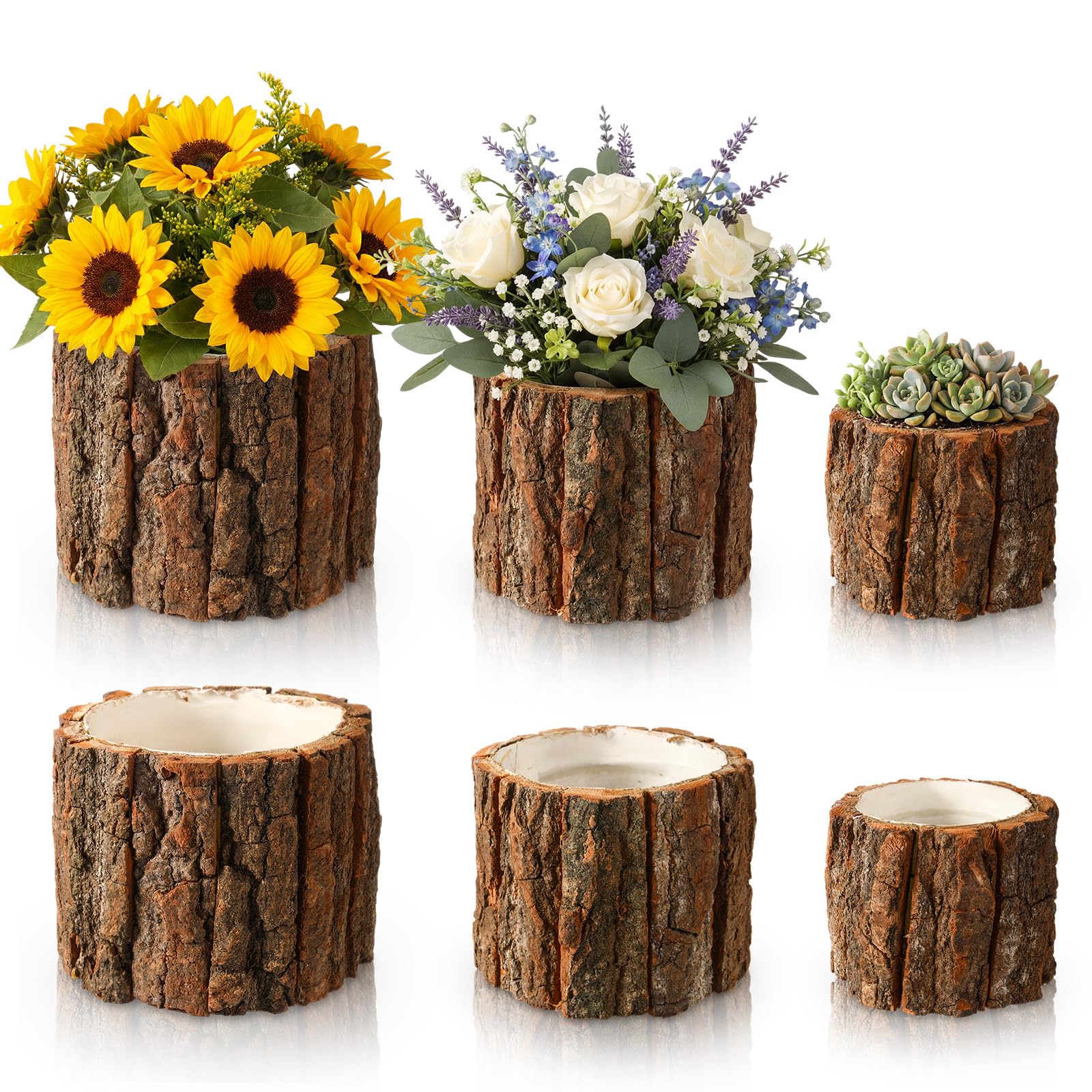 Photo 1 of ***MISSING PARTS***
RimCereal 6 Pcs Wooden Vase for Centerpieces Wedding Flower Table Centerpieces Woodland Party Decor Rustic Farmhouse Bark Stump Buckets Vintage Planter Pots for Garden Baby Shower Window Home (L+m+s)