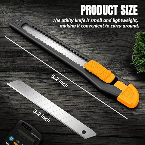 Miniatura 7 de Paquete de 4 cortadores de caja retráctiles, cuchillo utilitario de 0.354 in de ancho, cuchillo Exacto para caja de corte, envoltura, cartón,