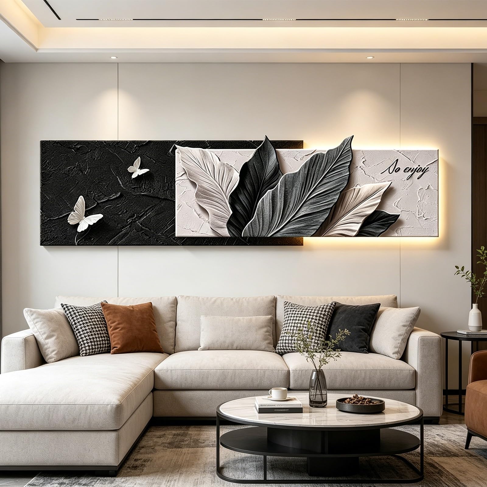 PGZMDTWI 3D Sandstone Textured Handcrafted LED Sculpture,Modern Living Room Entryway Home Office Wall Décor(B,180 * 50CM8.9 * 19.7IN)