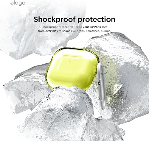 Miniatura 4 de elago Funda Transparente Compatible con Estuche AirPods 4 - Compatible con Estuche AirPods de 4ª Generación, Mosquetón Incluido, Amarillamiento