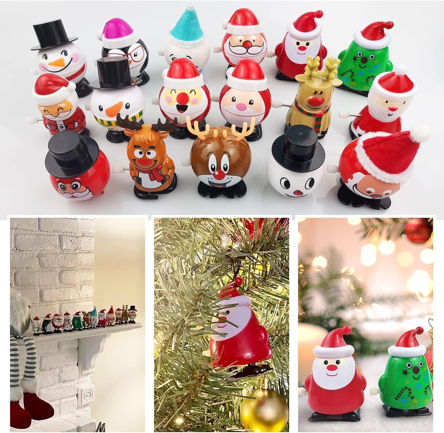 18 Pcs Juguete De Cuerda Regalo para Niños Decoracion Arbol Navidad Casa Adornos Hogar Decoración para El Arbol Interior Personalizadas Decoraciones Pack Cosas Alce Papá Noel