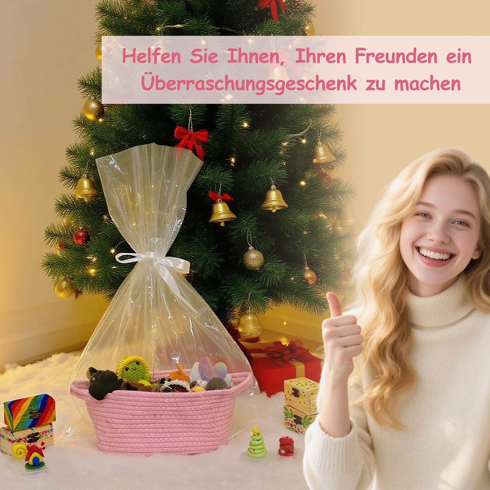 Panier Cadeau, Lot de 1 Paniers Cadeaux, 30 x 20 x 12 cm Panier Cadeau Vide, Vide à Garnir, Tressé Avec Sacs Cadeaux et Rubans, pour Diverses Fêtes, Vacances, Mariage, Cadeau de Fête (Rose)
