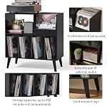LELELINKY Large Record Player Stand, Turntable Stand with Storage, Vinyl Record Holder with Display Area, Record Player Table Holds Up to 300 Albums, Record Stand for Music Room Living Room-Black