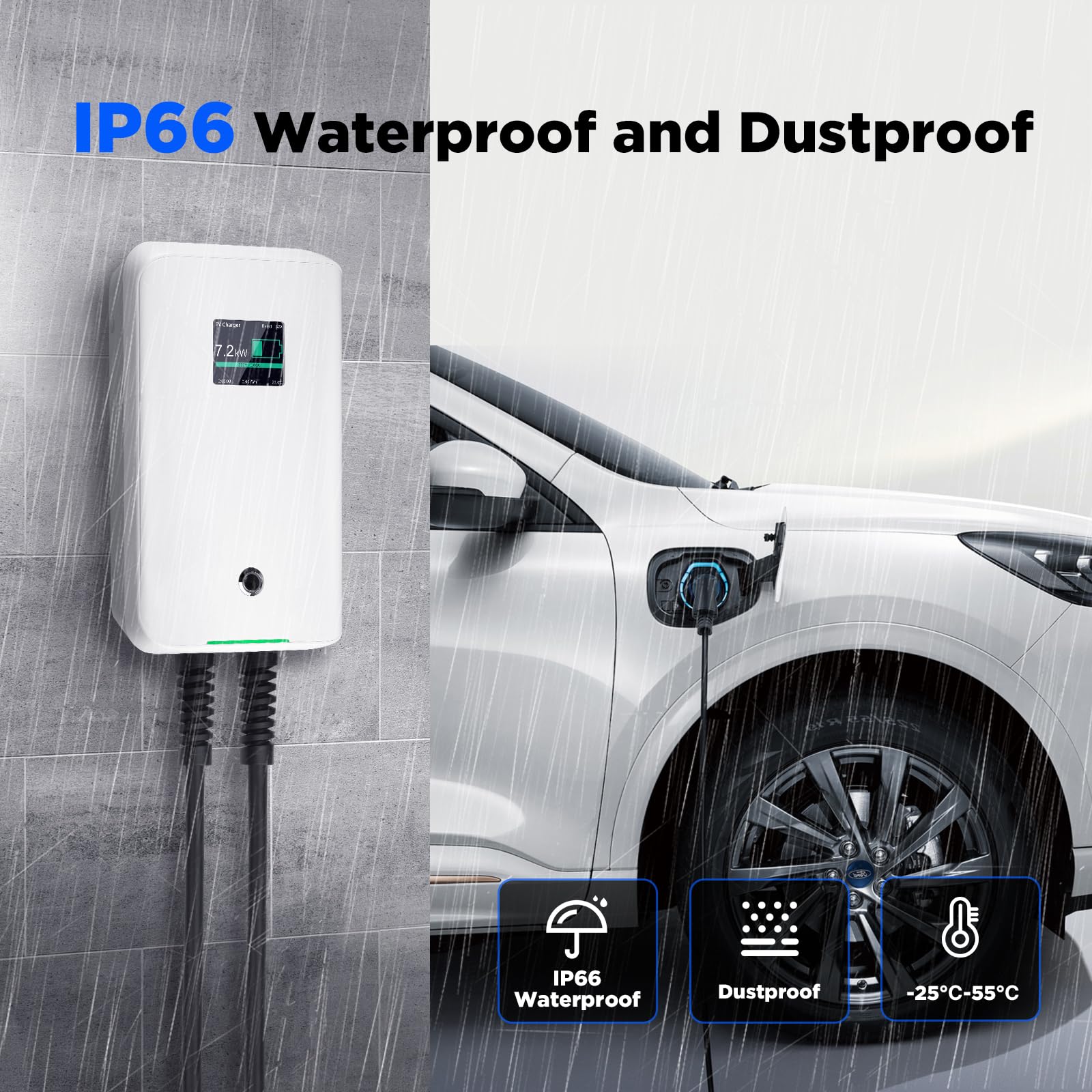 Morec 22 kW trifase Stazione di Ricarica EV 32 A Tipo 2 EU Standard IEC 62196-2, Spina con Cavo di Alimentazione per Scatola di distribuzione, Portatile e Veloce da Parete, 6,1 m