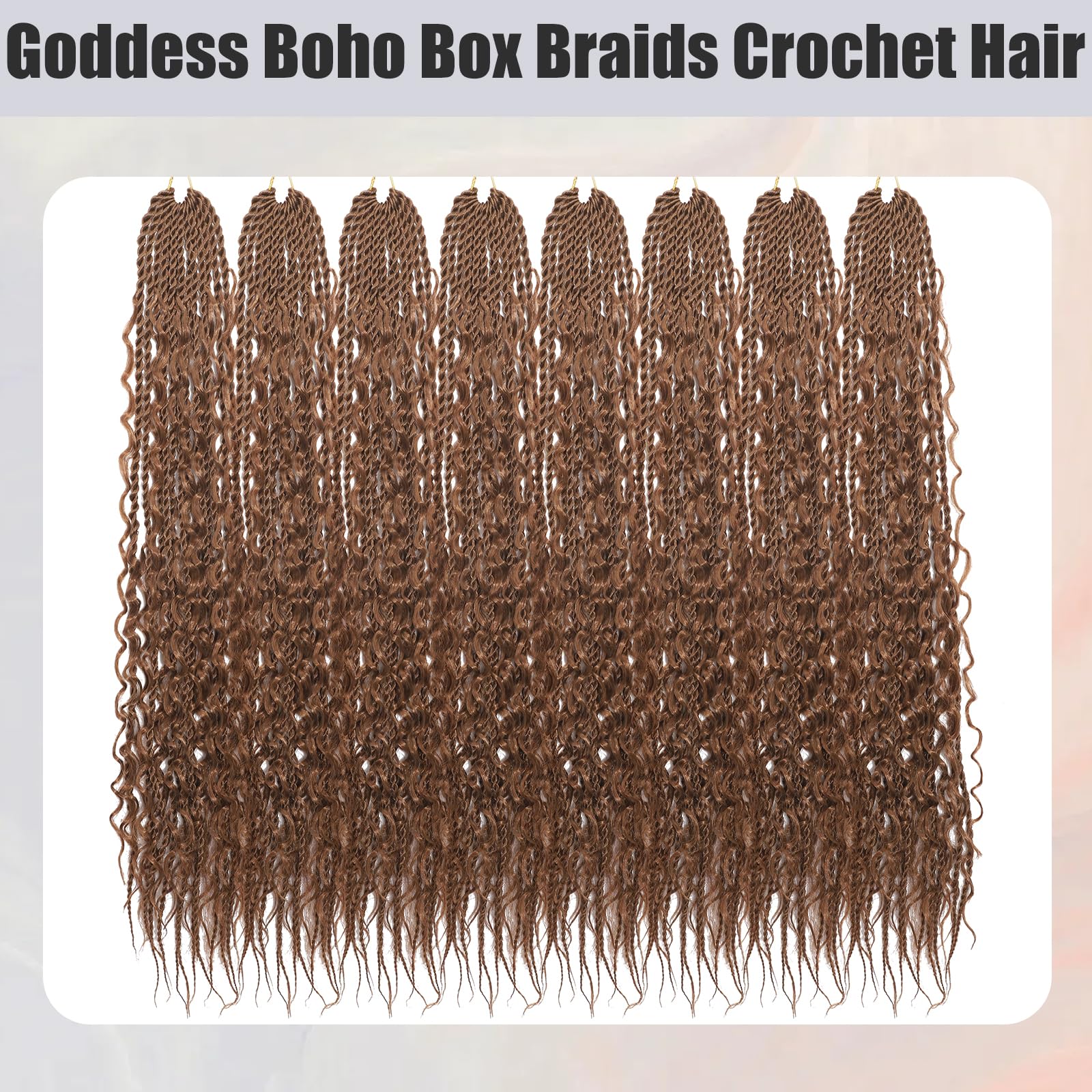 BLTYXT Goddess Boho Box Braids Crochet hair 24 Inch 8 Packs Pre Looped Water Wave Crochet Hair for Women Hair Extension (30 - Image 4