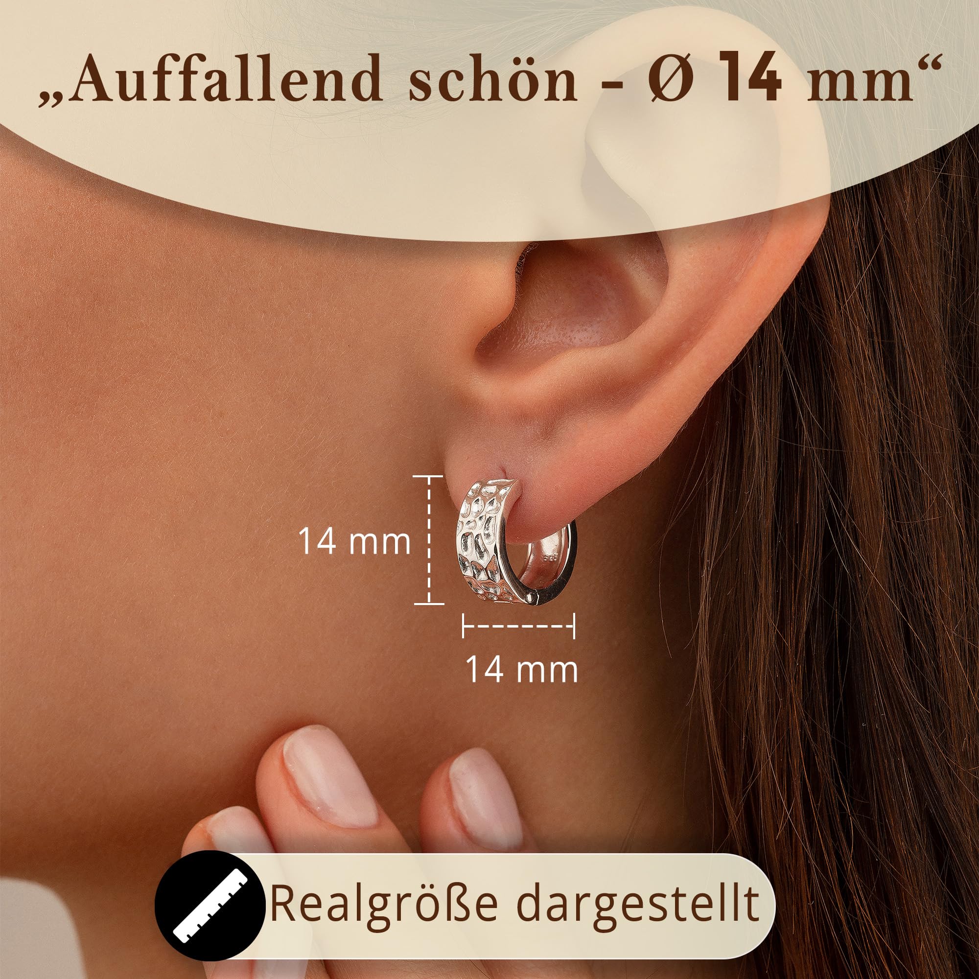 CASSINI Klappcreolen Ohrringe Silber 925 – Breite Creolen Silber 925 Klein, Poliert aus 925 Sterling Silber, Felsmuster Creolen für Damen,Ohrringe Allergiefrei und Nickelfrei – 3CTH