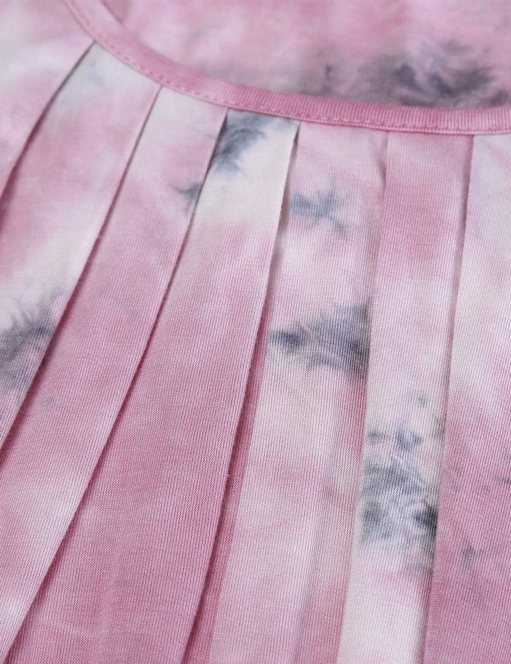 DJT Women's Short Sleeve Summer Tops Scoop Neck Pleated Front Casual Tee T Shirt - Image 4