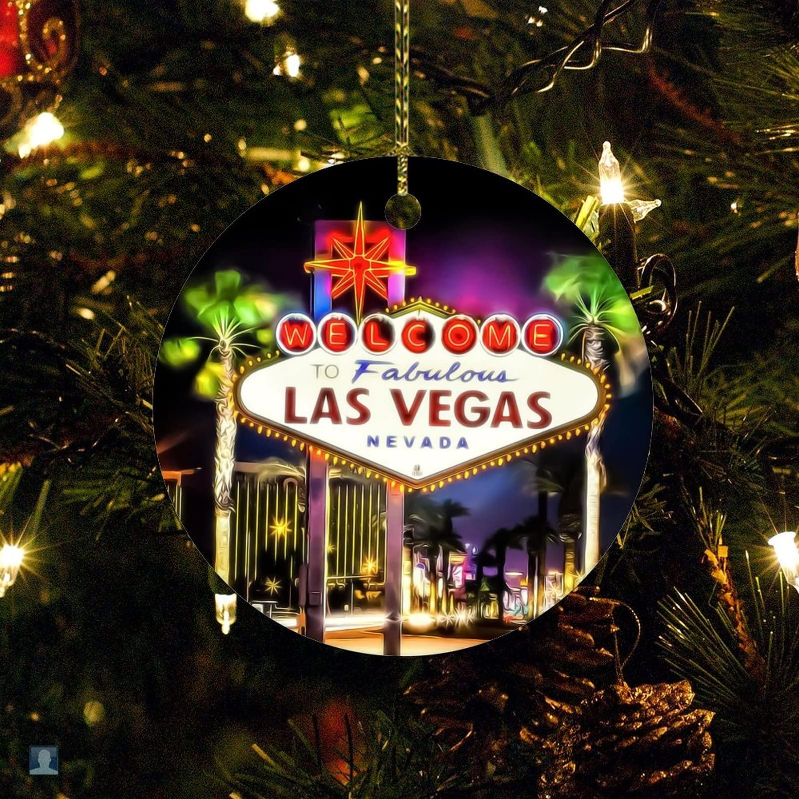 Style-1 Christmas Ornament Modern Cityscape Christmas Tree Ornaments Las Vegas Cityscape Ornament Collectible Present Gift Xmas Tree Decoration