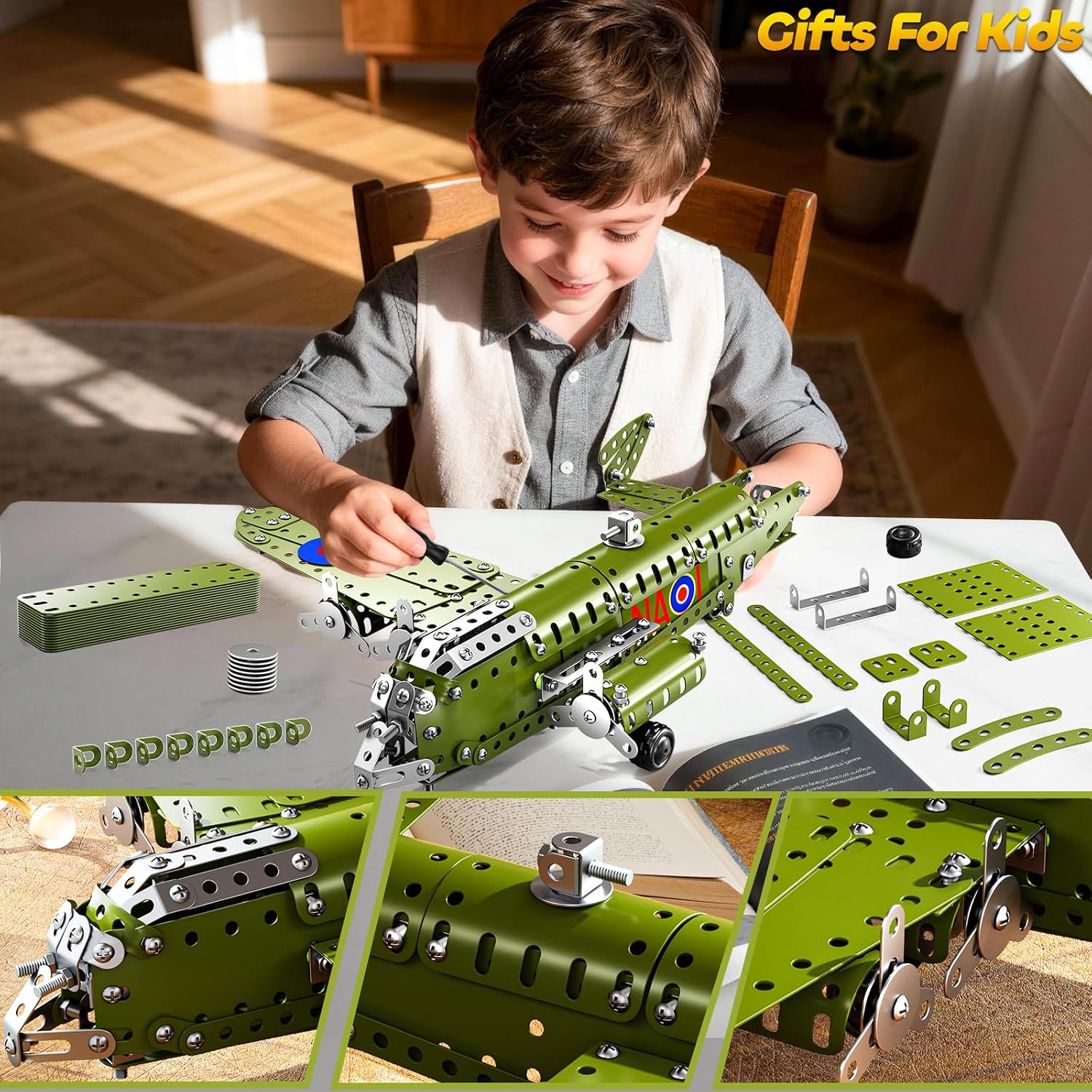 MSKOLER Building Toys Model Airplane Kits for Boys 8-12, Project Building Toys for Kids, Educational Assemble Science Kit, Airplane Toy, Birthday Gifts for Teenagers Boys Ages 8 9 10 11 12