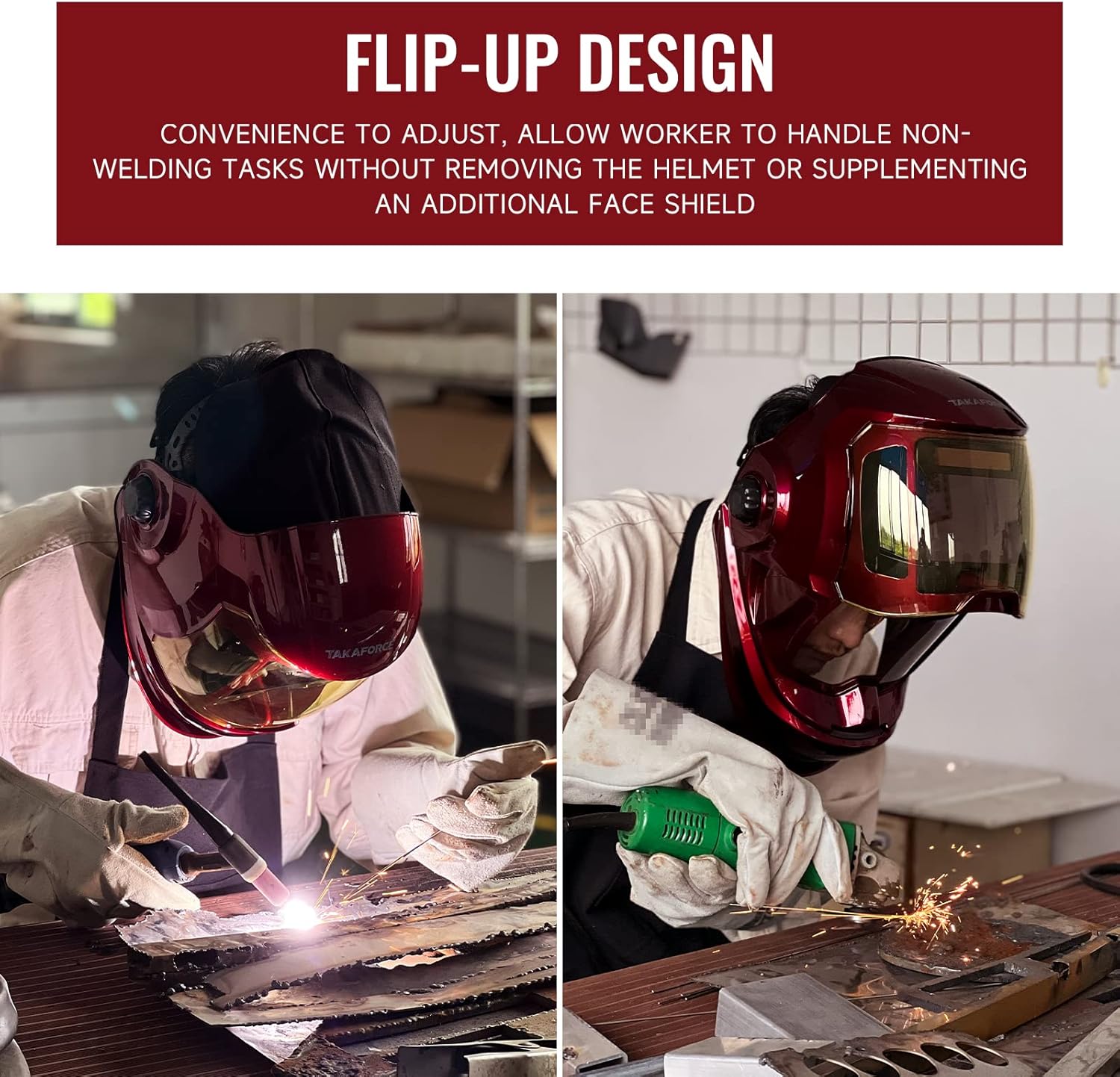 TAKAFORCE 180° Auto-Darkening Welding Helmet in Use