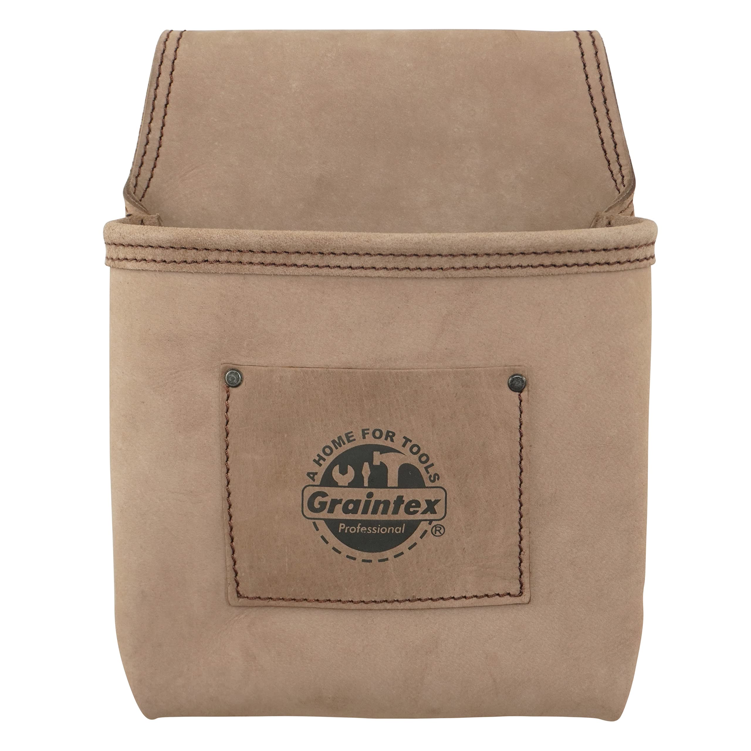 Graintex ST2009 1 bolsillo resistente superior de piel de grano para uñas, bolsa de herramientas para cinturón ancho con ranura para túnel