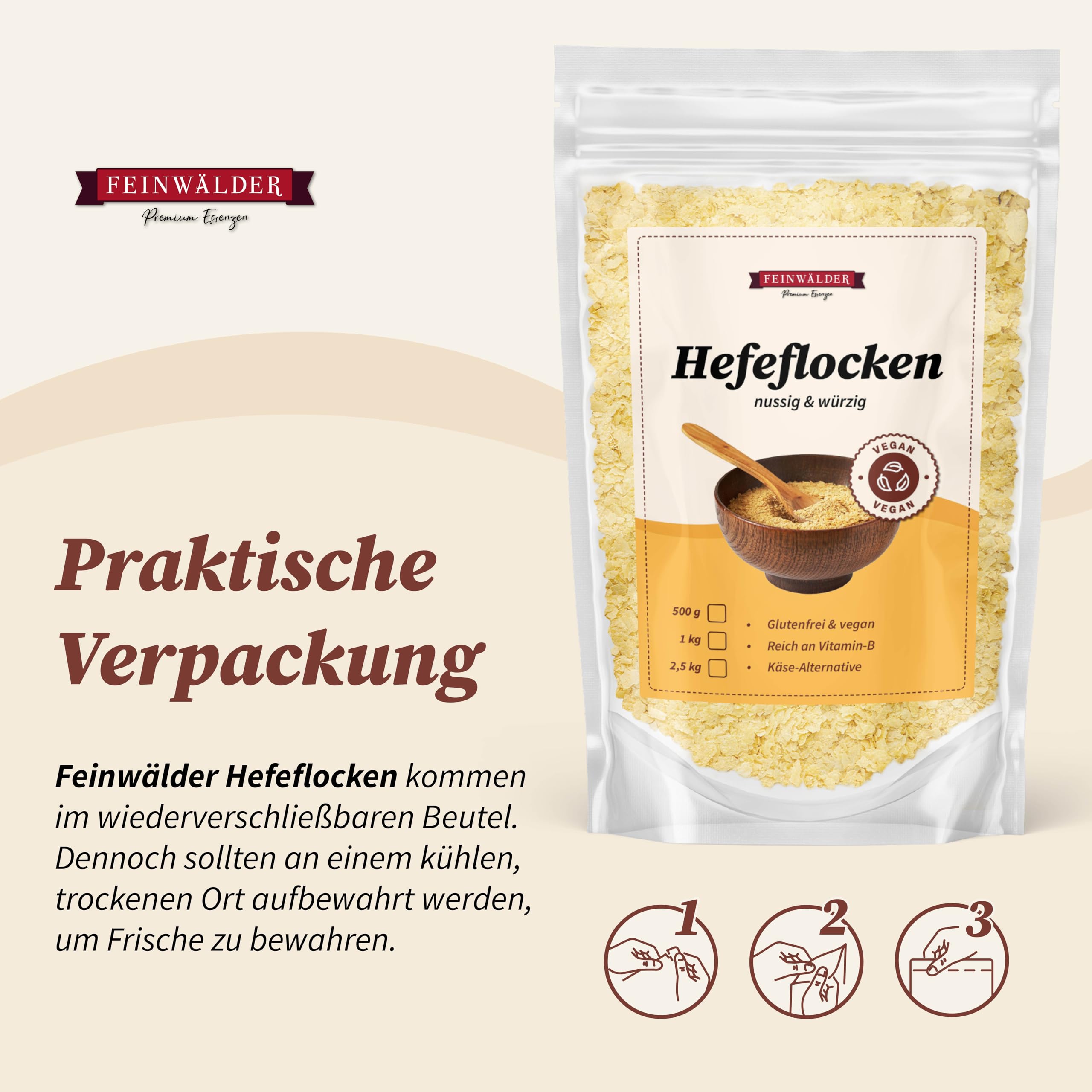 Feinwälder Hefeflocken 1 kg – Edelhefeflocken, glutenfrei, vegane Nährhefe