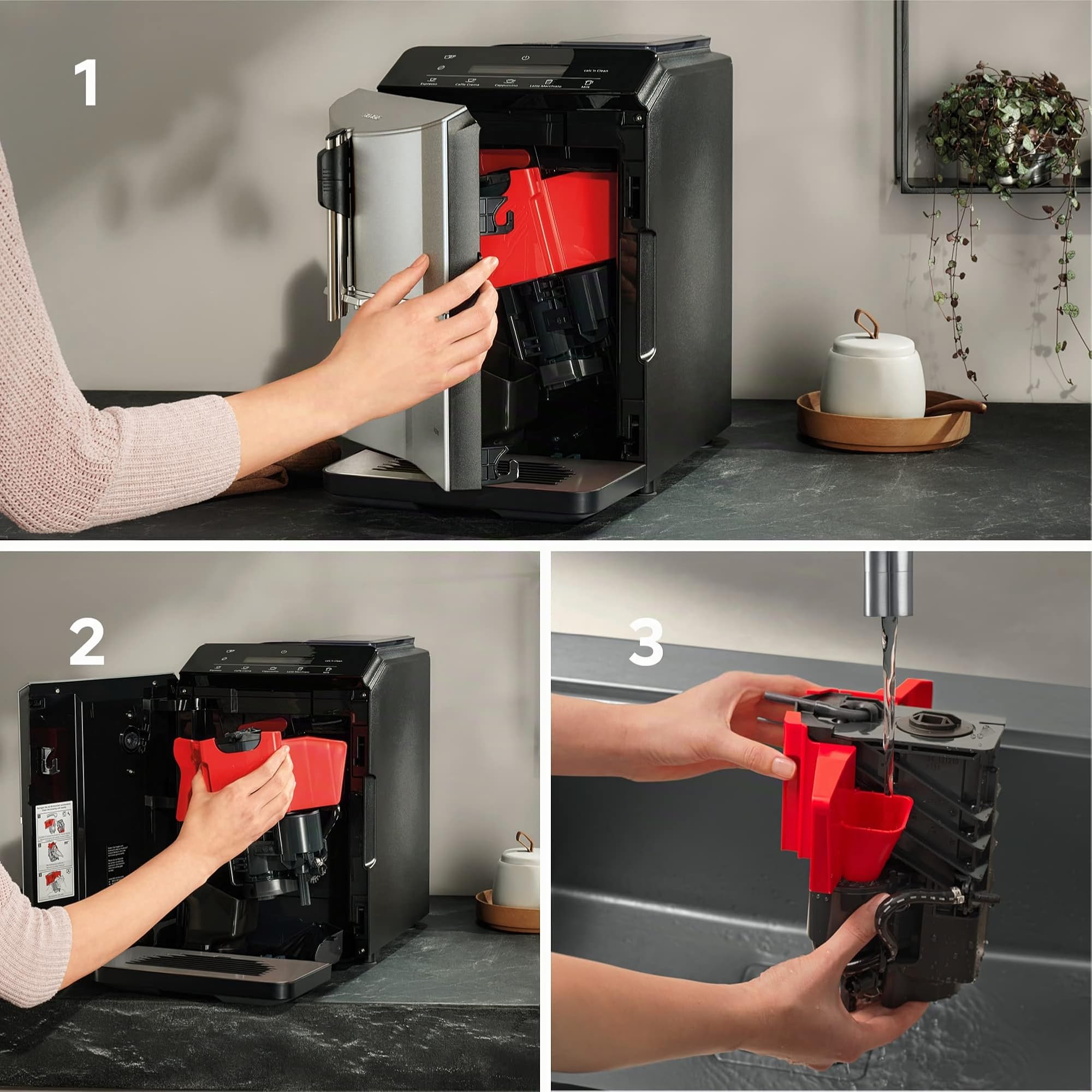 SIEMENS, machine à café tout automatique, EQ300, ceramDrive, milkPerfect, fonction oneTouch, silver métallique, TF303E07