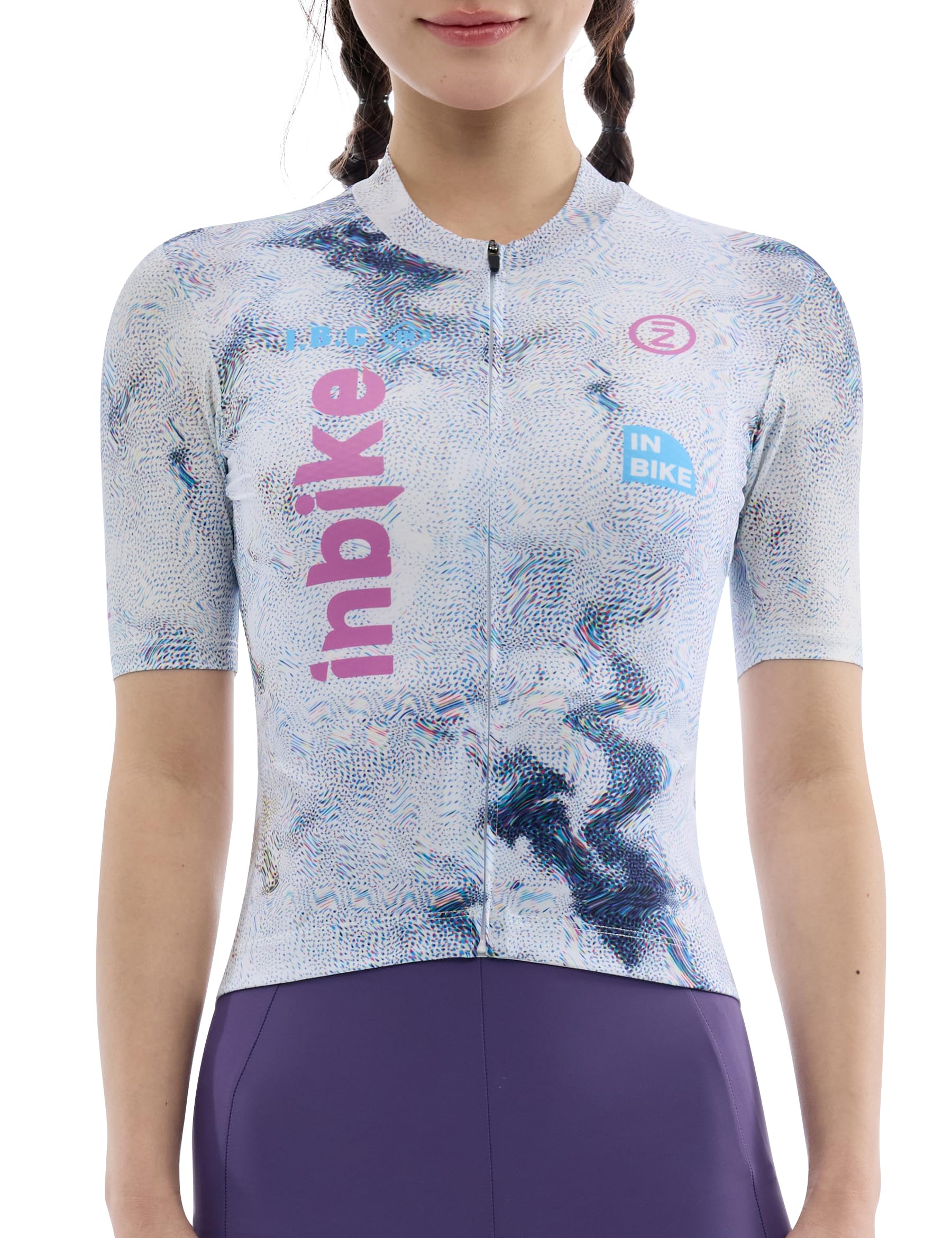 INBIKE Damen-Fahrradtrikot, atmungsaktiv, reflektierend, Anti-Rutsch-Saum, schnelltrocknend, kurzärmelig, für Rennradfahrten