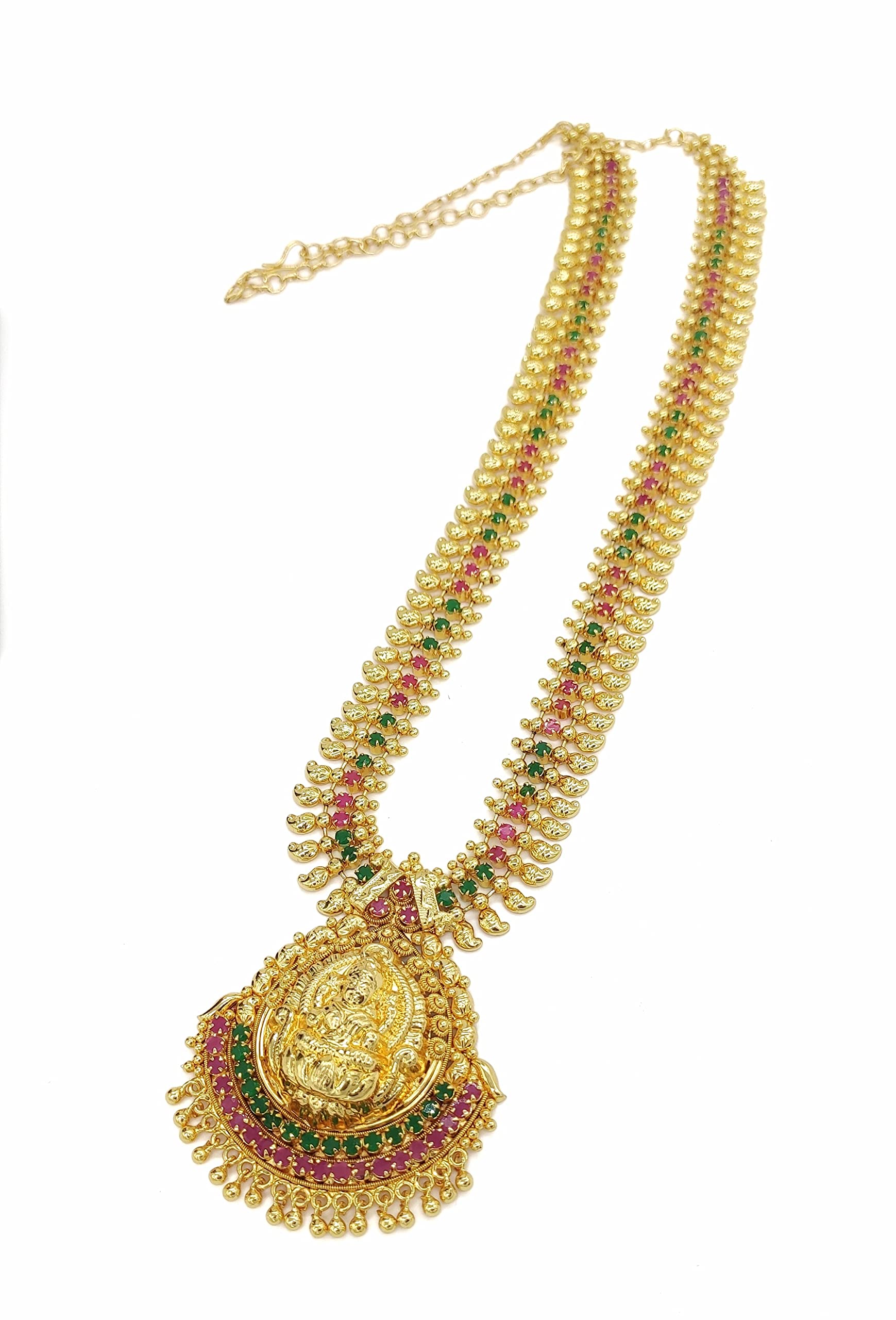 HANAA Womens One Gram Micro Gold Plated Traditional Jewellery Lakshmi Haram Long Necklace-30 Inches (B0BR5SRL1H) Amazon Price History, Amazon Price Tracker