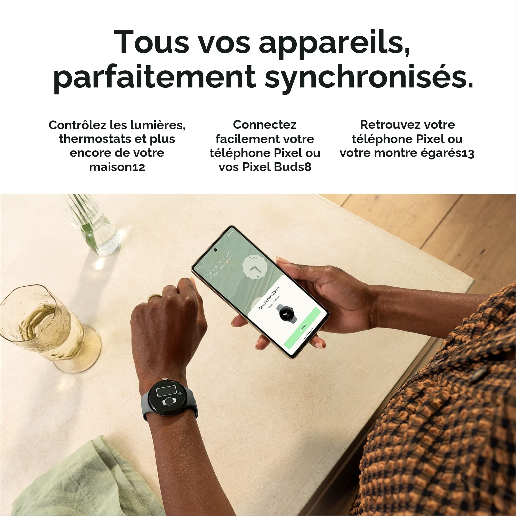 Google Pixel Watch 1ère génération – Montre intelligente Android avec suivi d'activité Fitbit – Montre de suivi de la fréquence cardiaque – Boîtier en acier inoxydable noir mat avec bracelet actif en
