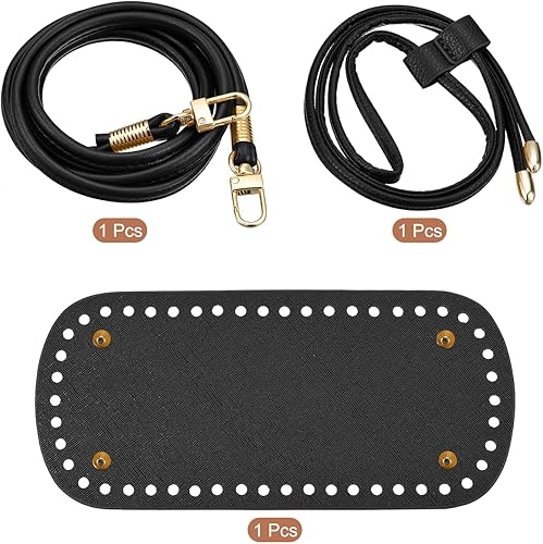 Miniatura 10 de uxcell Juego de mochila de cuero, 3 piezas, kit de fabricación de bolsos de cuero con parte inferior de bolsa, correa para el hombro, cordón para