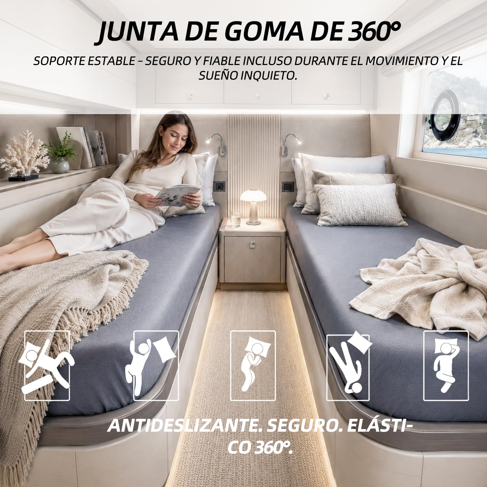 Juego de 2 sábanas bajeras, sábanas bajeras ajustables para Fendt Autocaravana, para cama individual y cama larga, de algodón de alta calidad, certificado Öko-Tex, hipoalergénicas (gris claro)