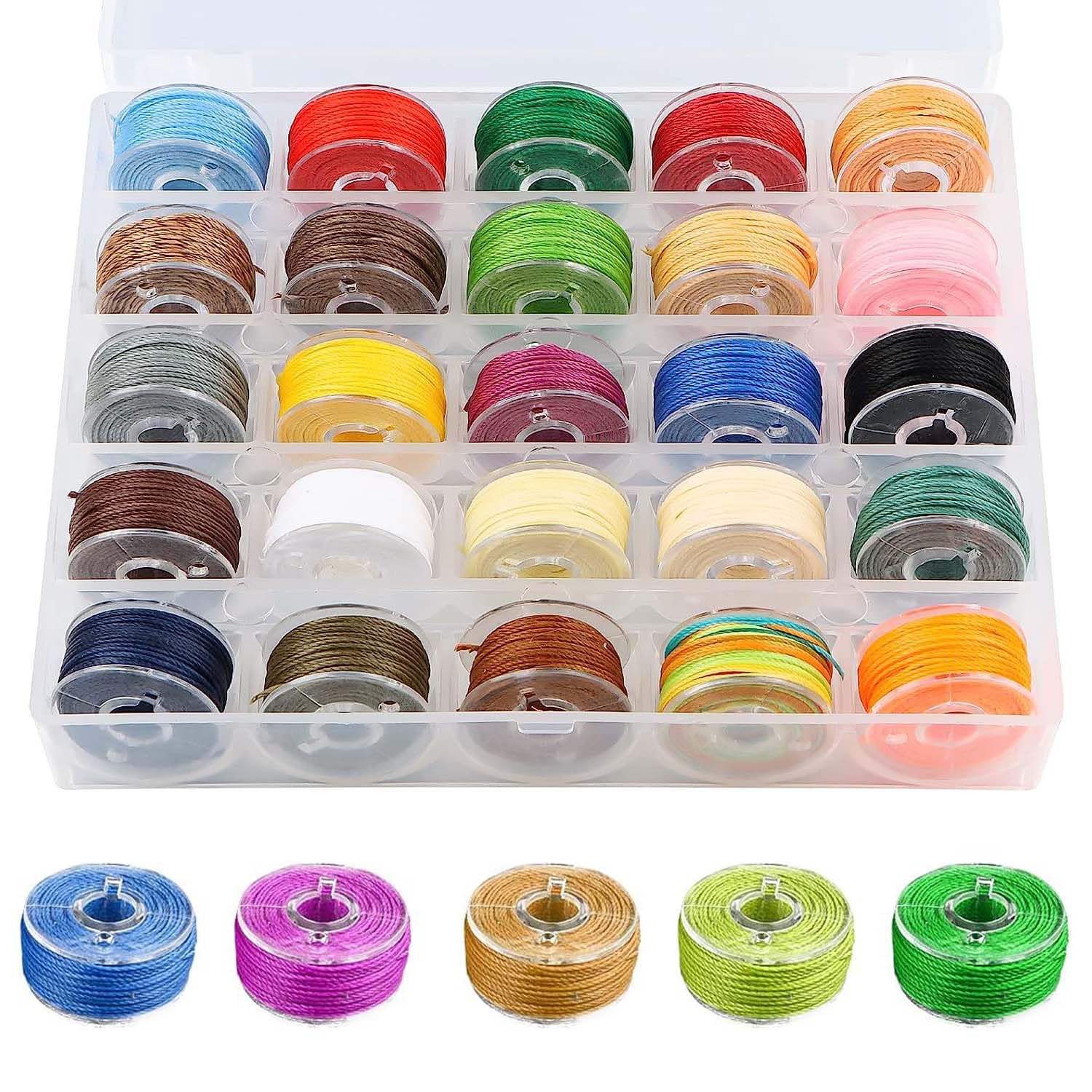 Lepidi 25 Rolls of Waxed Cotton Cord, 0.55 mm Waxed Thread, Colour Waxed Cord, Polyester Cord, Jewellery Band, Cord, Leather, Sewing Thread for DIY Crafts, Macrame