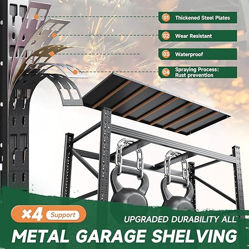 Miniatura 8 de Letaya Estantes de almacenamiento de 5000 libras, estantes de garaje de 71 pulgadas de ancho, estante de utilidad ajustable de 4 niveles, estantes