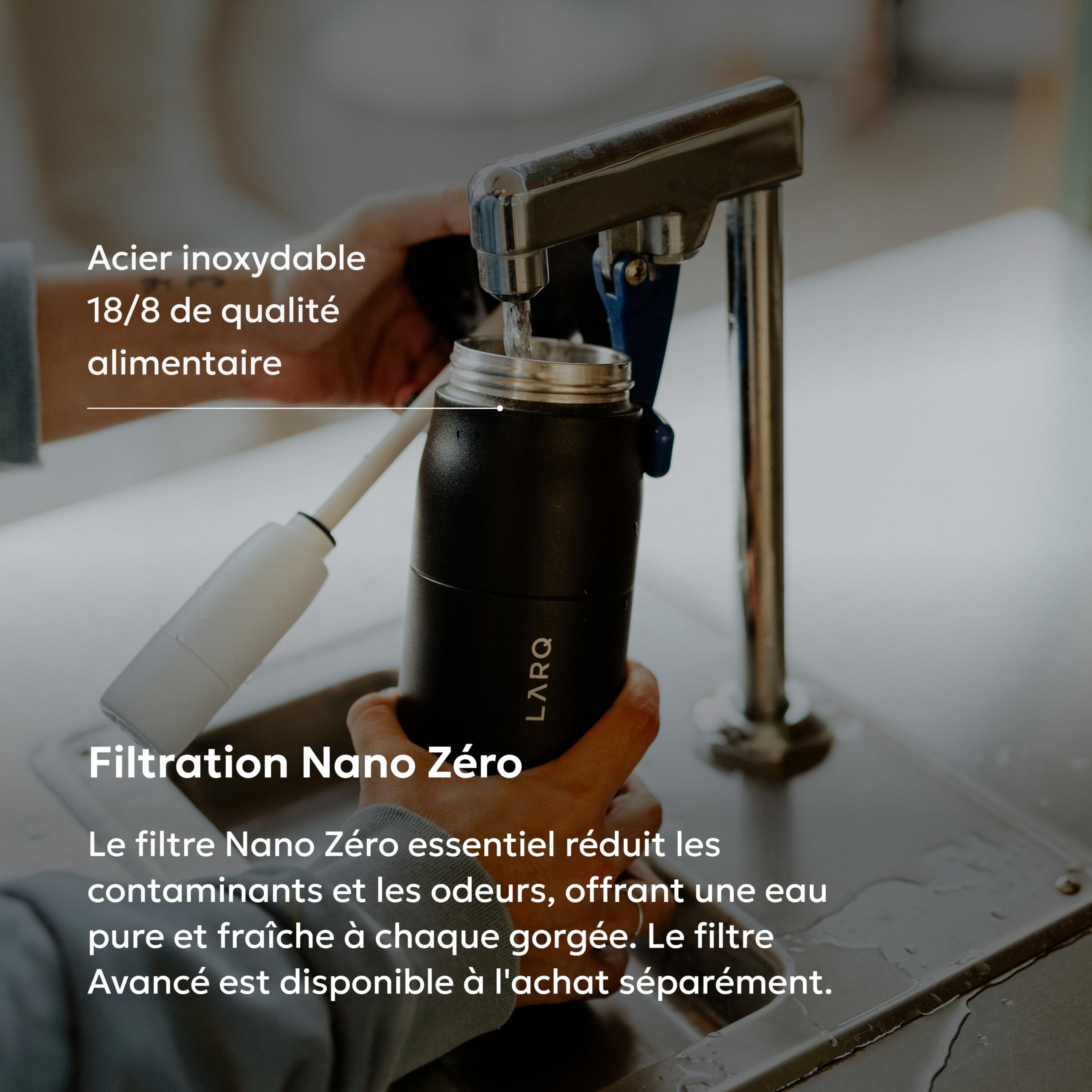 LARQ PureVis 2 Bouteille d'Eau Intelligente avec Filtre - Auto-Nettoyante UV, Suivi d'Hydratation via App, Acier Inoxydable Isolé - Garantie 2 Ans - 680ml