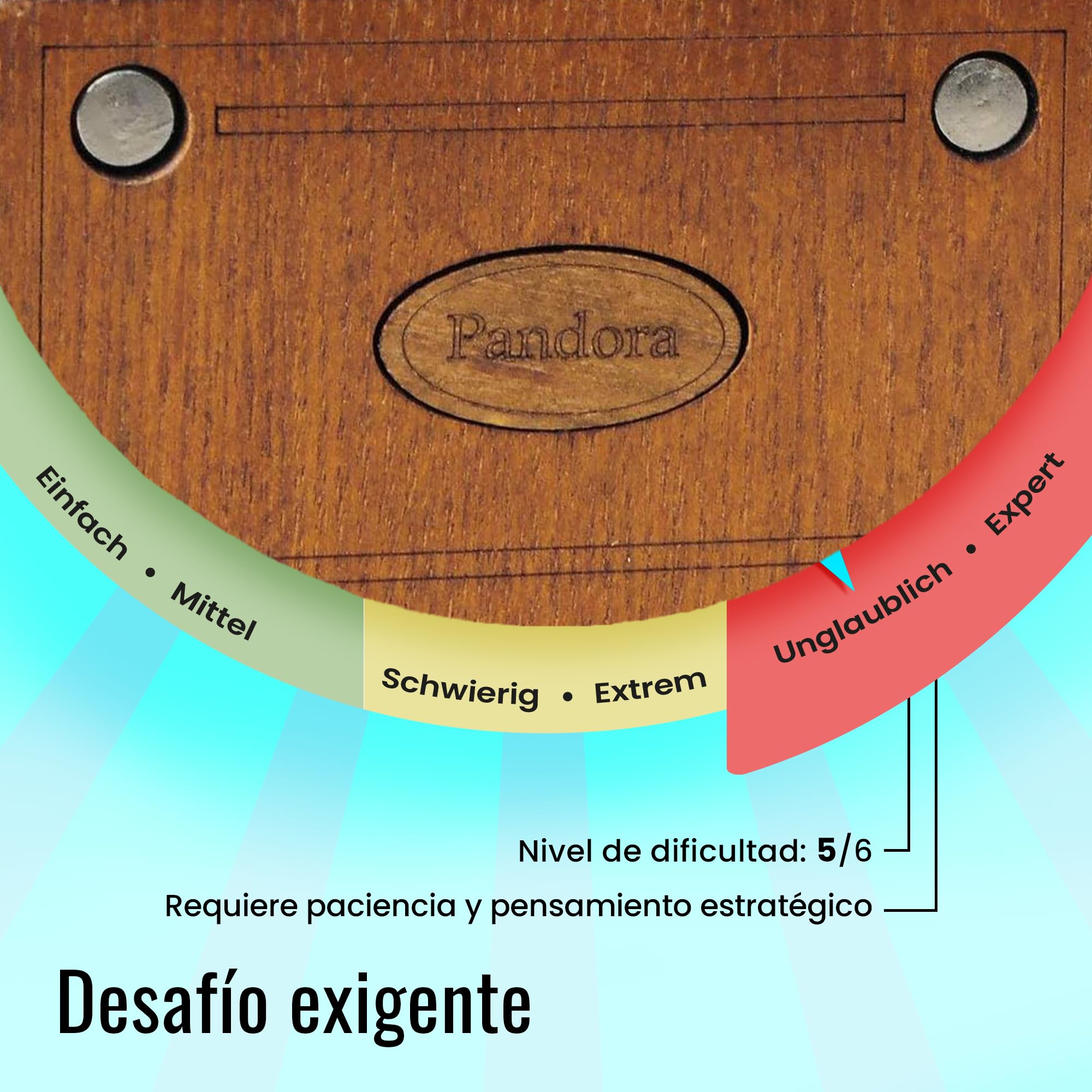 Logica Juegos Art. Pandora Box - El Cofre Secreto - Rompecabezas de Madera - Caja Secreta - Dificultad 5/6 Increíble - Colección Leonardo da Vinci