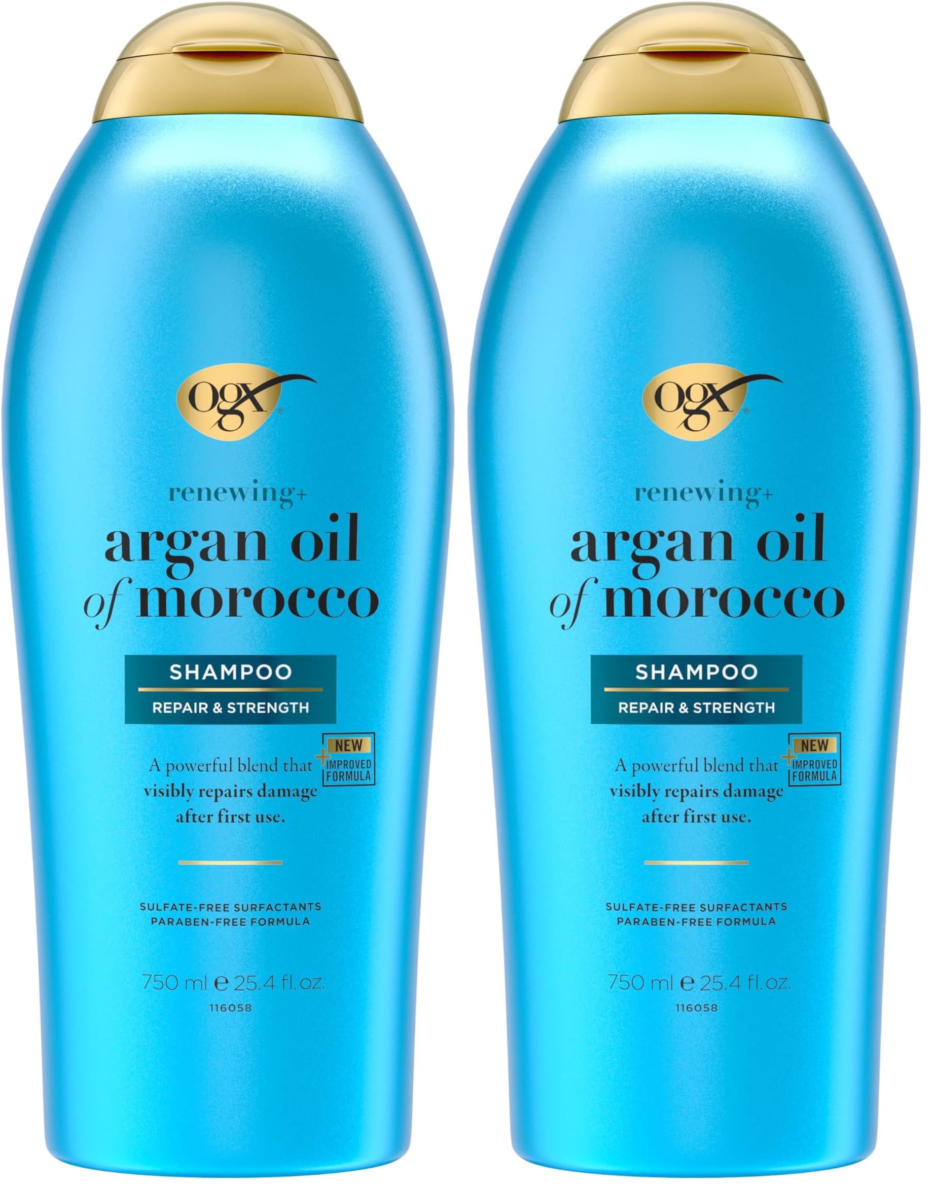 Renewing + Argan Oil of Morocco Hydrating Hair Shampoo, Cold-Pressed to Help Moisturize, Soften & Strengthen Hair, Paraben-Free with Sulfate-Free Surfactants, 25.4 fl oz (Pack of 2)
