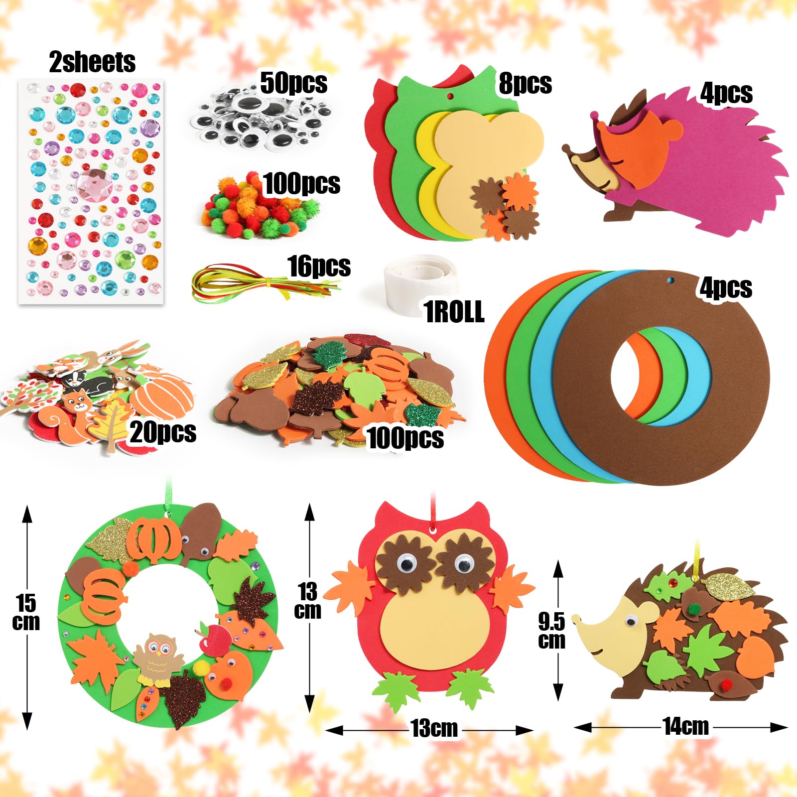 Kit De Guirlandes Couronnes Porte D'Automne Suspendue Forme Hérisson Feuille D'Érable Citrouille Hibou Avec Ruban COURONNE DE NOEL - Maison