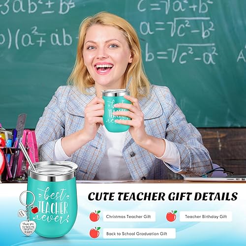 Miniatura 6 de Didaey Juego de 24 piezas de regalo de agradecimiento para profesores vaso de vino de 12 onzas para mujeres regalo del día de San Valentín para