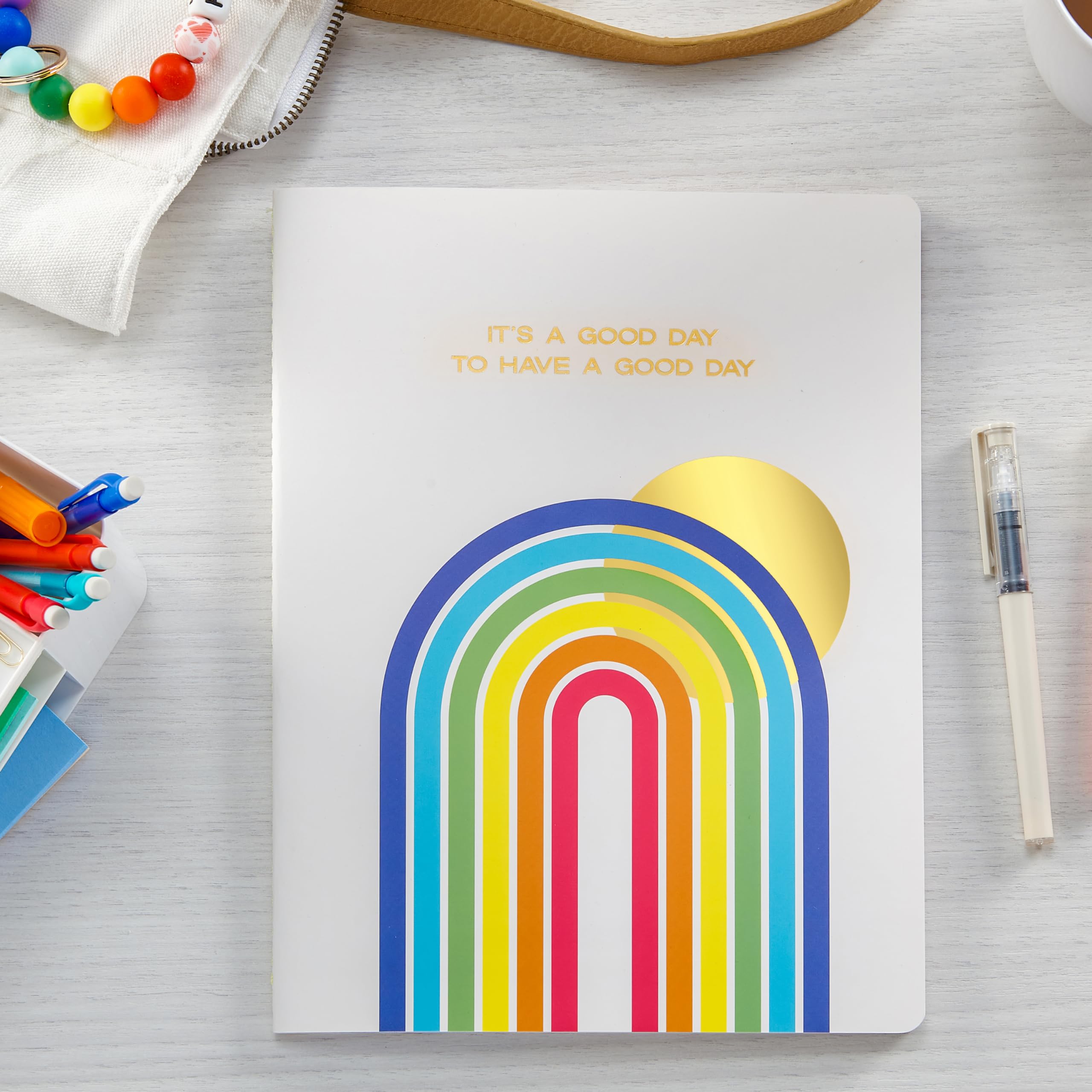 Astrobrights Undated Teacher Planner, 14-Month Layout, Flexible Cover, 8.5" x 11", Premium 28 lb. Paper, 200 Stickers, Good Day Rainbow (91161) - Image 2